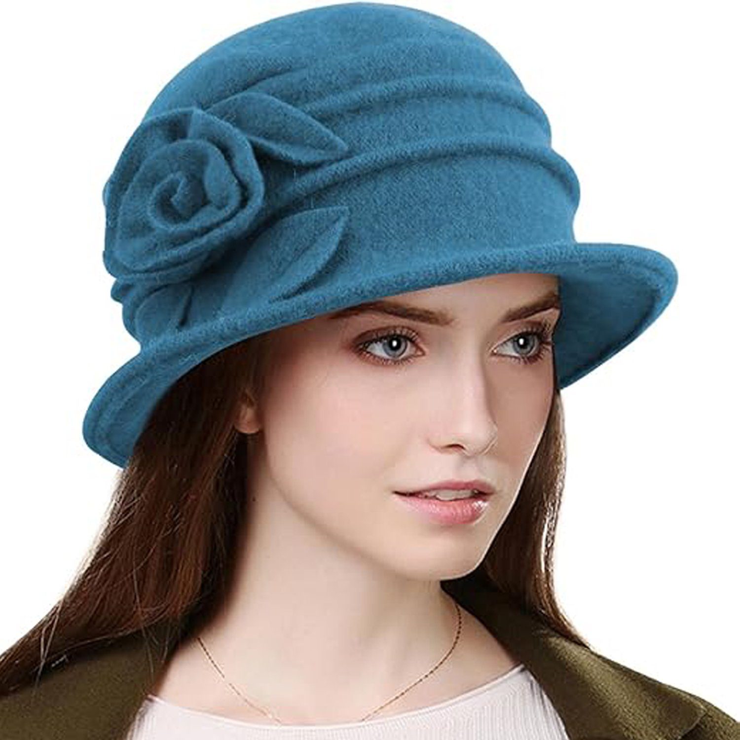 MAGICSHE Baskenmütze Damen Wolle Barett Mütze Wintermütze Beret blau