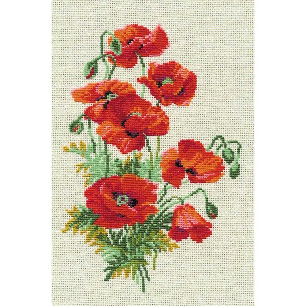 Riolis Kreativset Riolis Stickbildset Kreuzstich "Wilder Mohn", Zählmuster, (embroidery kit by Marussia)
