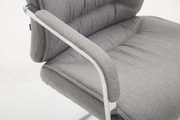 TPFLiving Besucherstuhl Anobo mit hochwertig gepolsterter Sitzfläche - Konferenzstuhl (Küchenstuhl - Esszimmerstuhl - Wohnzimmerstuhl), Gestell: Metall chrom - Sitzfläche: Stoff grau
