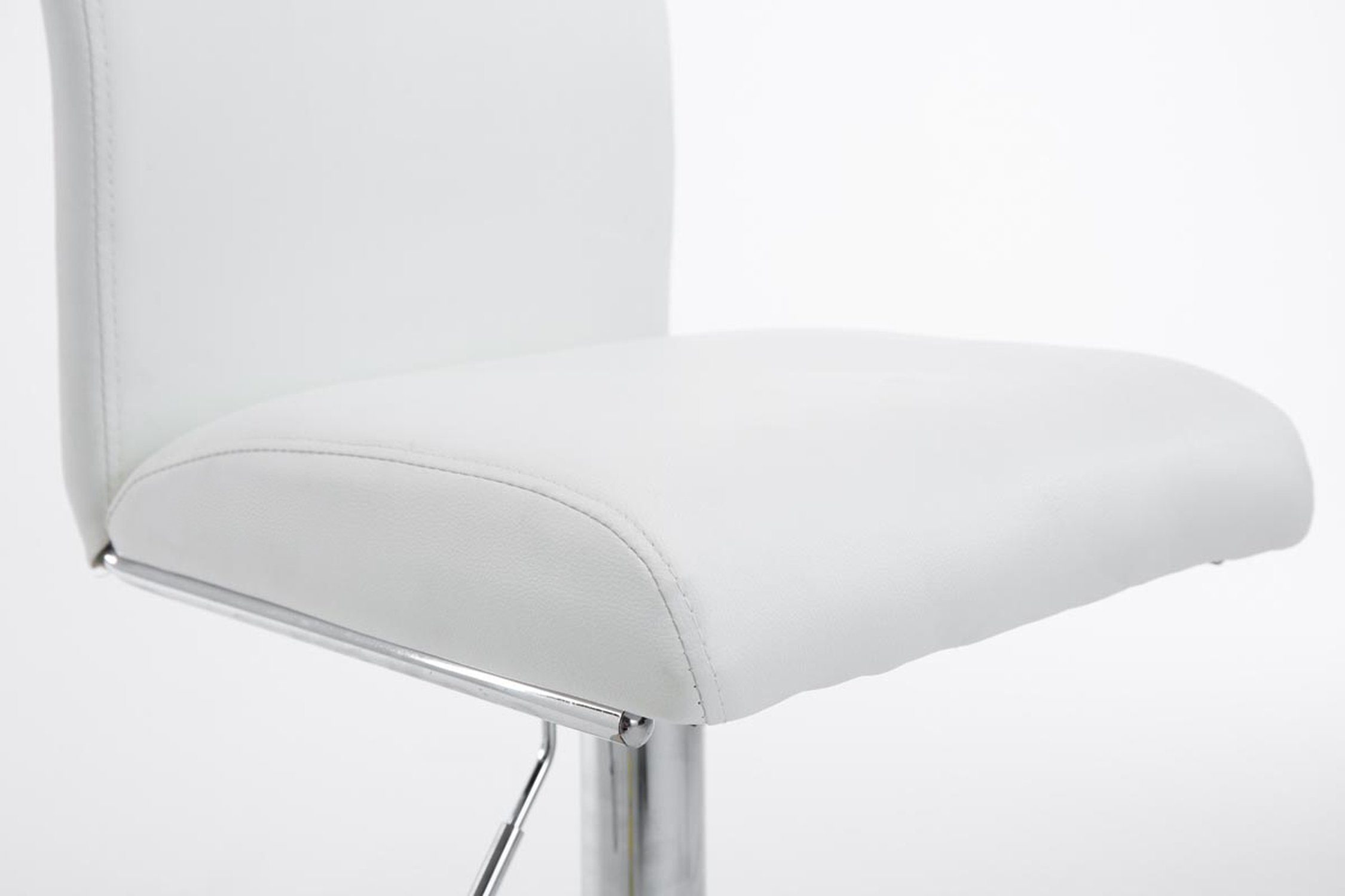TPFLiving Barhocker Kölle (mit Kunstleder 360° Theke höhenverstellbar drehbar - Stahl - - Rückenlehne Hocker & Weiß chromfarbener Küche), - für Sitzfläche
