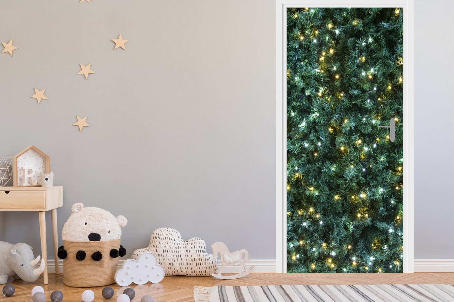 MuchoWow Türtapete Weihnachtsbaum - Weihnachtsbeleuchtung, 75x205 St), Tür, Matt, cm Türaufkleber, bedruckt, Fototapete (1 für
