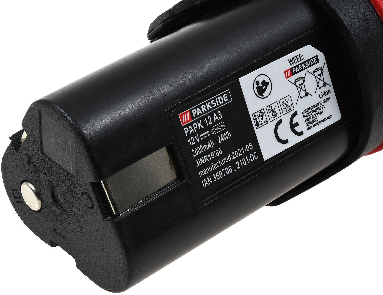 Parkside Akku PAPK 12 A3 2Ah 12V Li-Ion für Geräte der X 12V Familie Akku 2000 mAh (12 V)