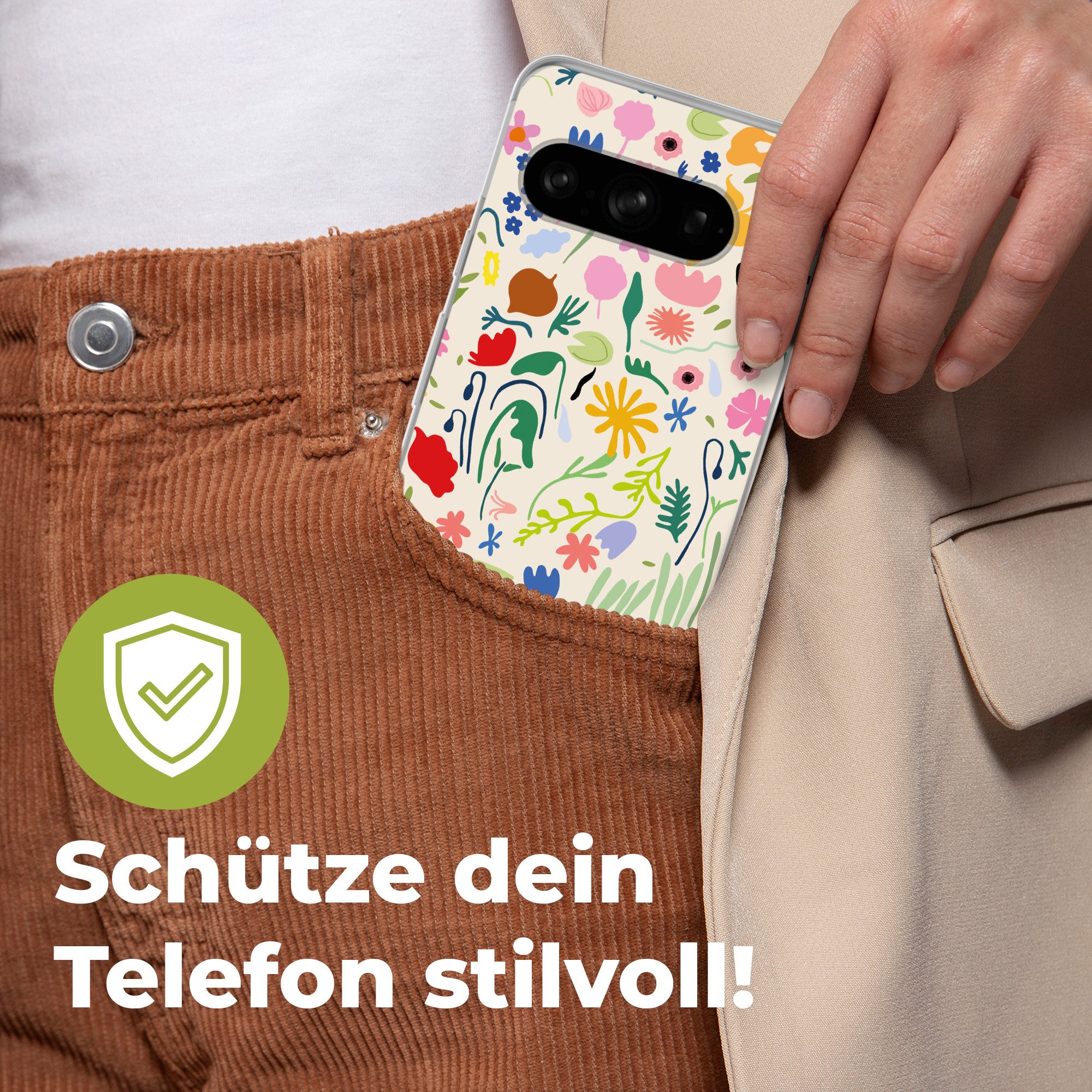 MuchoWow Handyhülle für Google Pixel 8 Pro Blumen - Muster - Pflanzen, Phone Case, Silikon, Schutzhülle Dünn