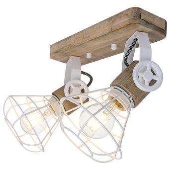 etc-shop LED Deckenspot, Leuchtmittel inklusive, Warmweiß, LED Wandleuchte Spotlampe Deckenlampe Strahler schwenkbar Gitter Holz