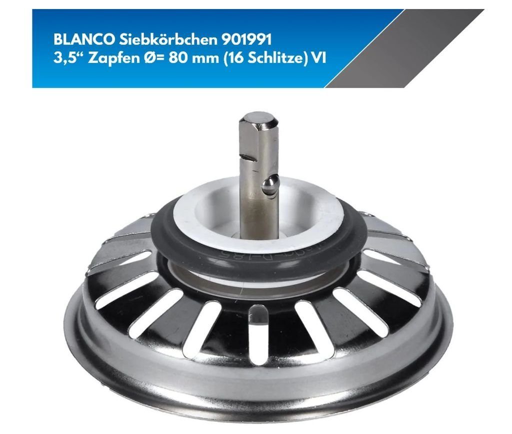 Blanco Siebventil Siebkorb Ø 80mm mit Hubstange Ø 28mm passend für spülen OHNE Excenter