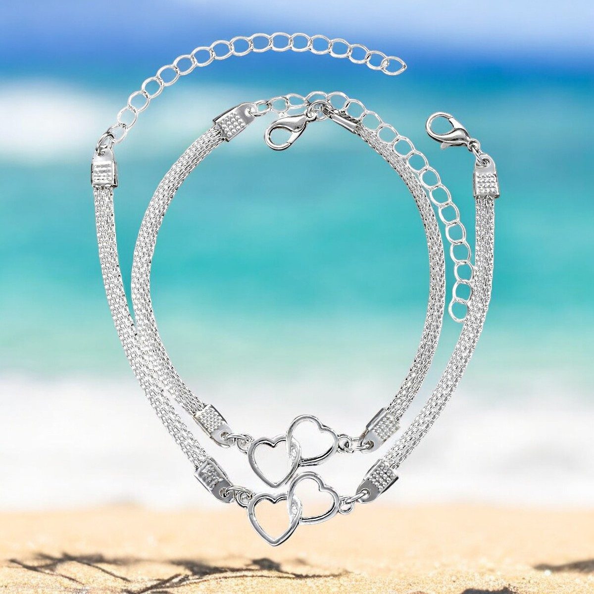 KARMA Schmuckset Fußkettchen und Armband Silber oder Gold 2er Set (Damensch günstig online kaufen