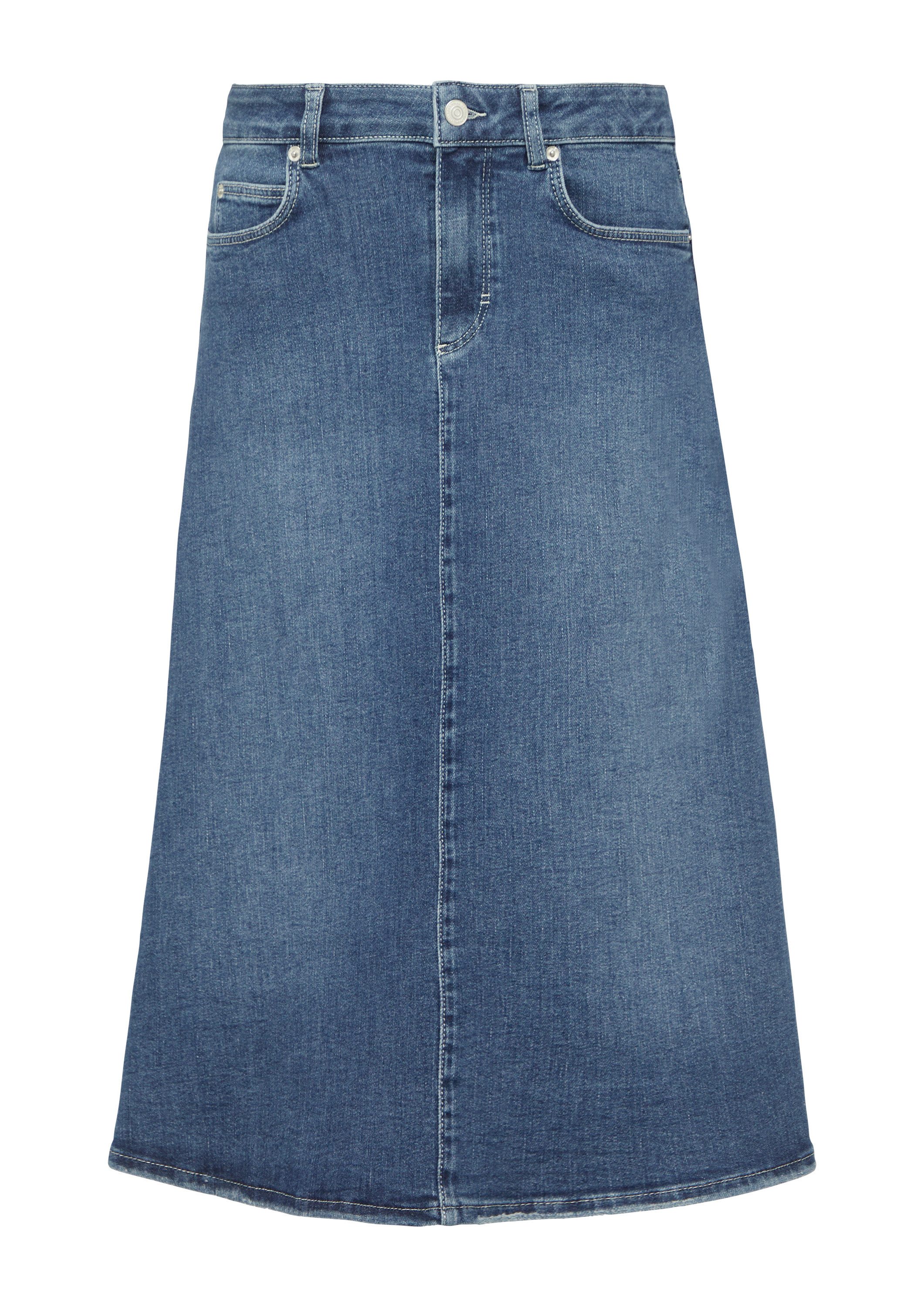 comma Minirock Rock Ausgestellter Denim-Rock in Midi-Länge günstig online kaufen