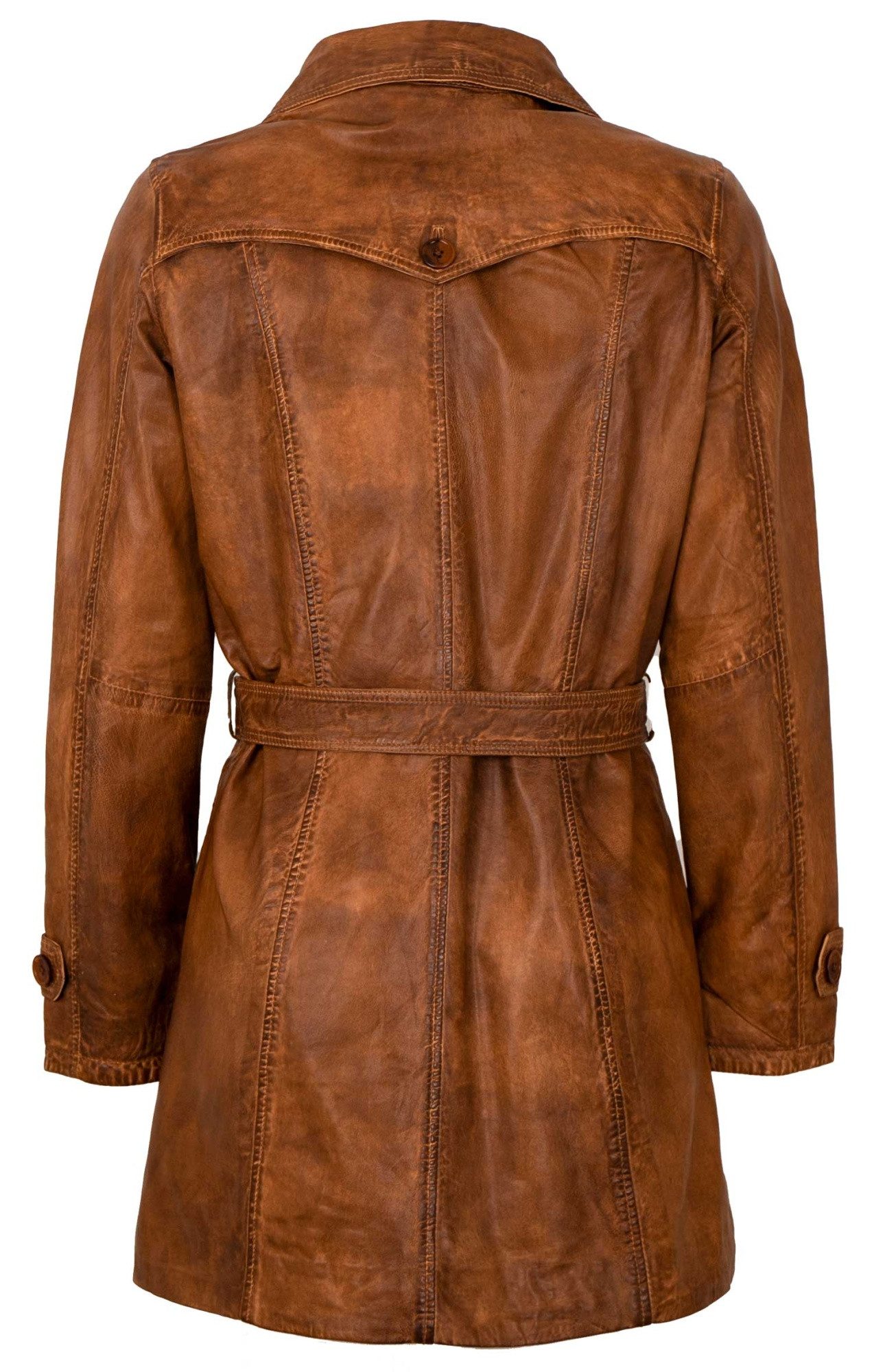 Maddox Lederjacke Borneo MADDOX - Damen Trenchcoat Ledermantel Mantel Lammnappa cognac / antik
