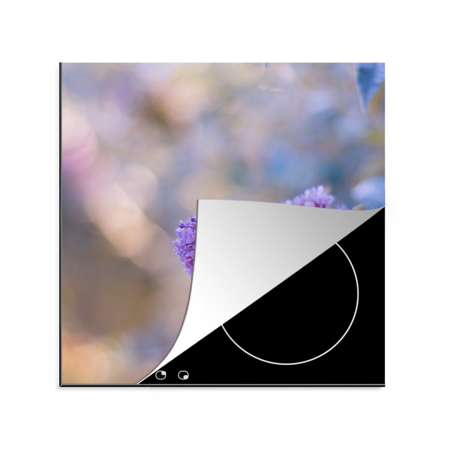 Herdblende-/Abdeckplatte für Ceranfeldabdeckung, Vinyl, küche Arbeitsplatte MuchoWow Ein herzförmiger tlg), cm, 78x78 Schmetterlingsstrauch, (1