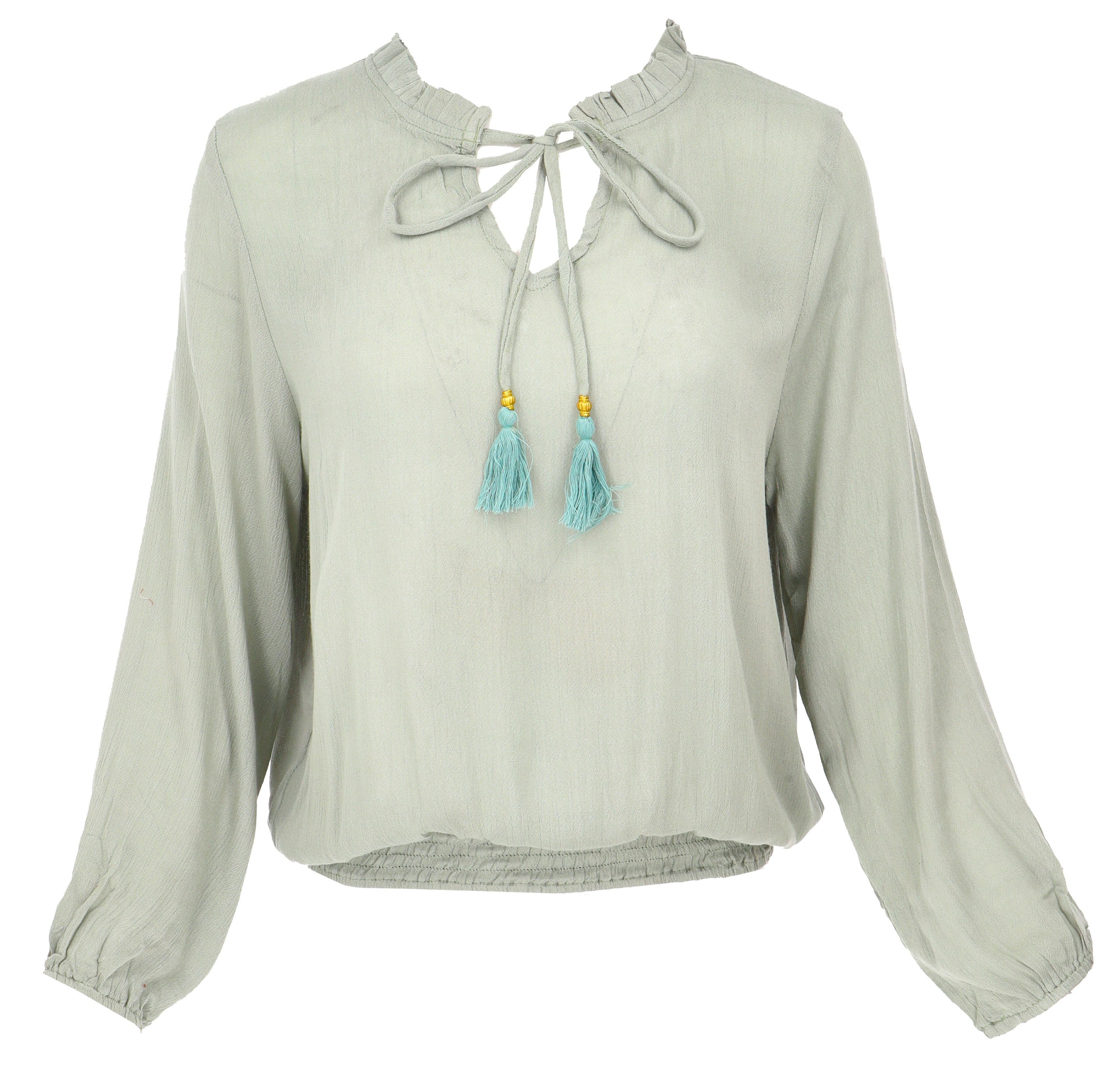 Guru-Shop Longbluse Schlupfpbluse Boho chic, luftige Langarmbluse -.. alter günstig online kaufen