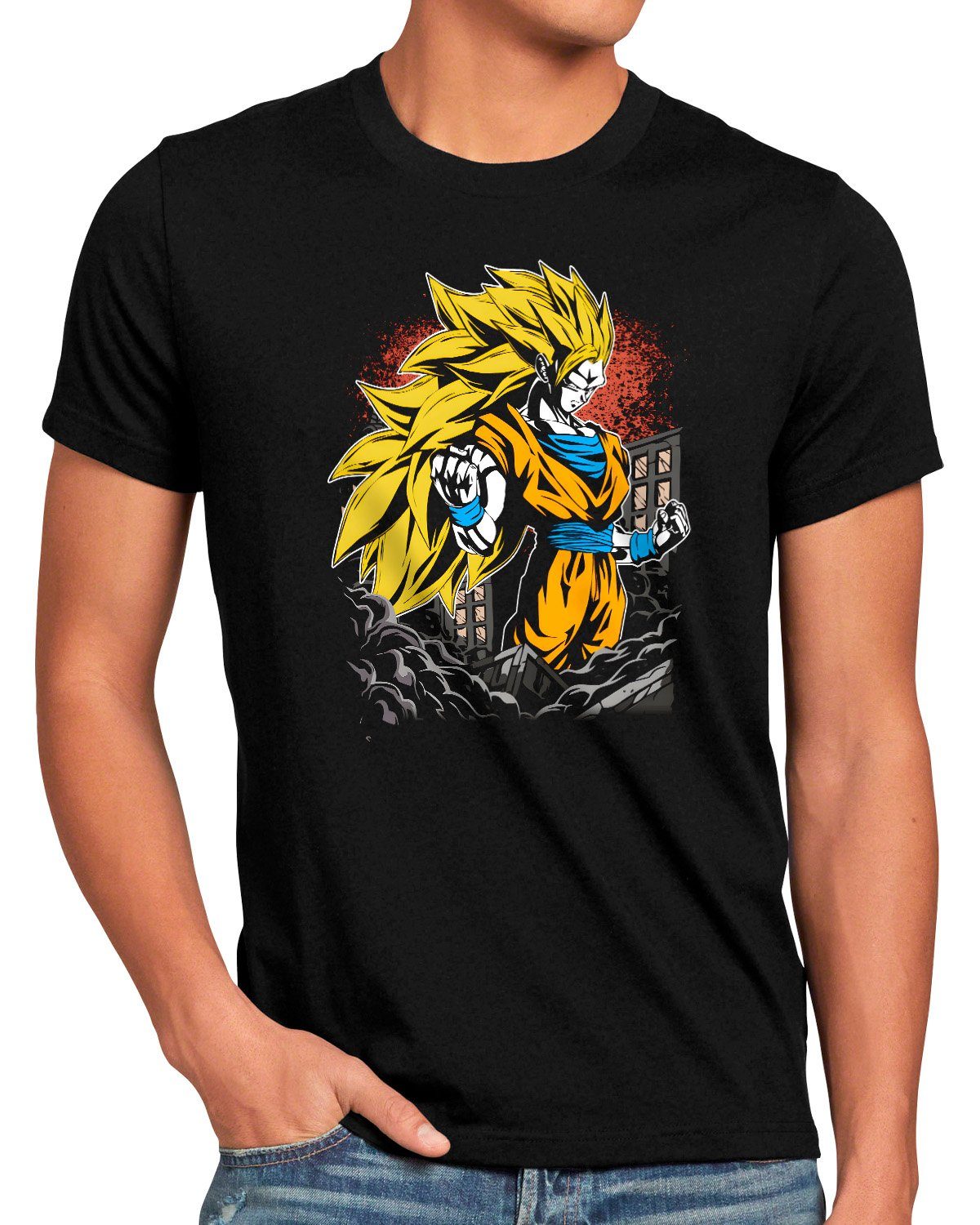 style3 Print-Shirt Herren T-Shirt Goku Transformation super dragonball z gt songoku breakers the kakarot