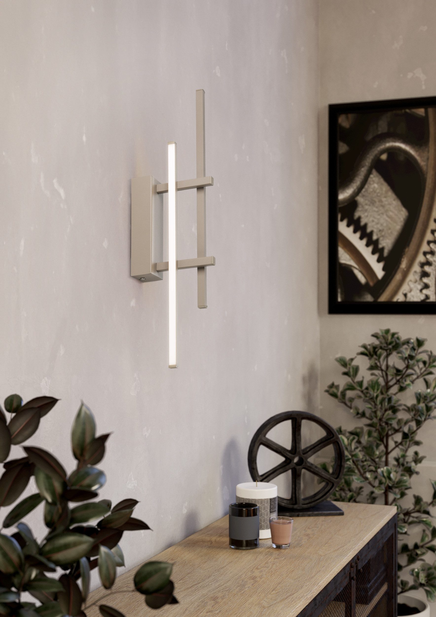 EGLO Wandleuchte TREPILIANO Wandlampe - Alu, Stahl - LED - 12W - IP20, Ein-/Ausschalter, LED fest integriert, Warmweiß, Wandstrahler, Wandspot, Wohnzimmer, Flur, L6 x H45,5 x AL15,5 cm