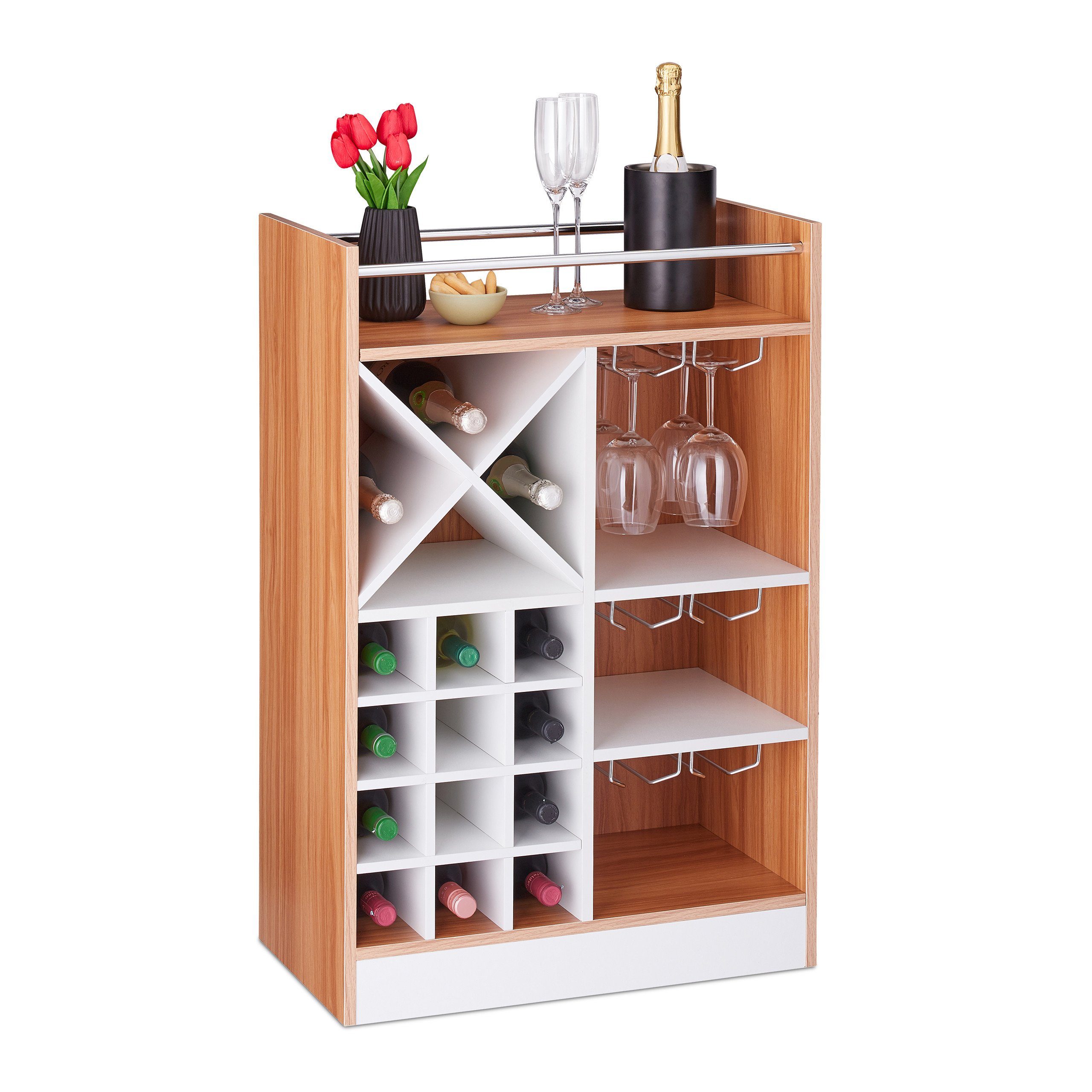 relaxdays Weinregal Großes Weinregal mit Weinglashalter, günstig online kaufen