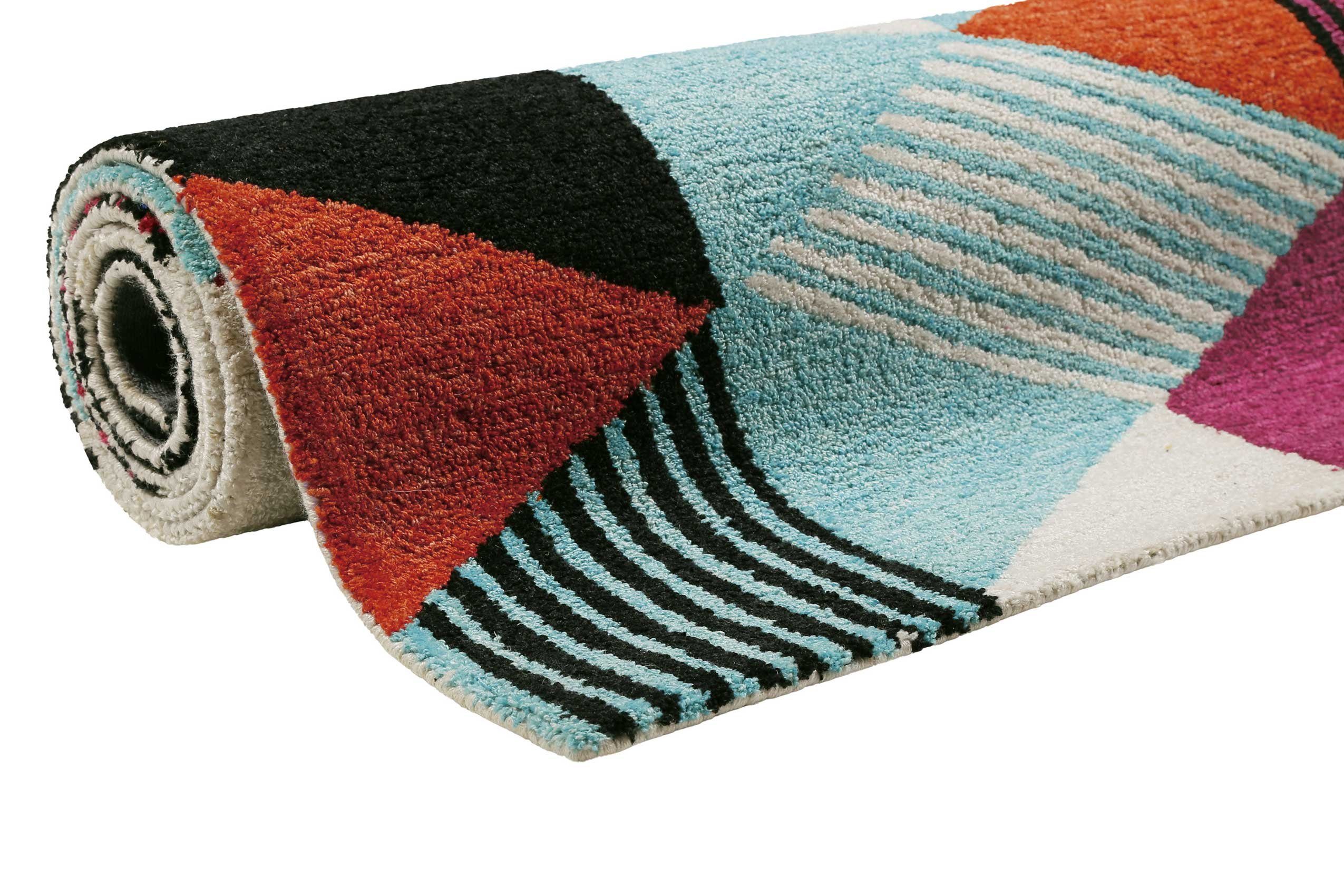 Esprit Teppich Uptown, ESP-39872, rechteckig, Höhe: 8 mm, bunt, handgetuftet, grafischer Retro Look für Wohnzimmer, Schlafzimmer