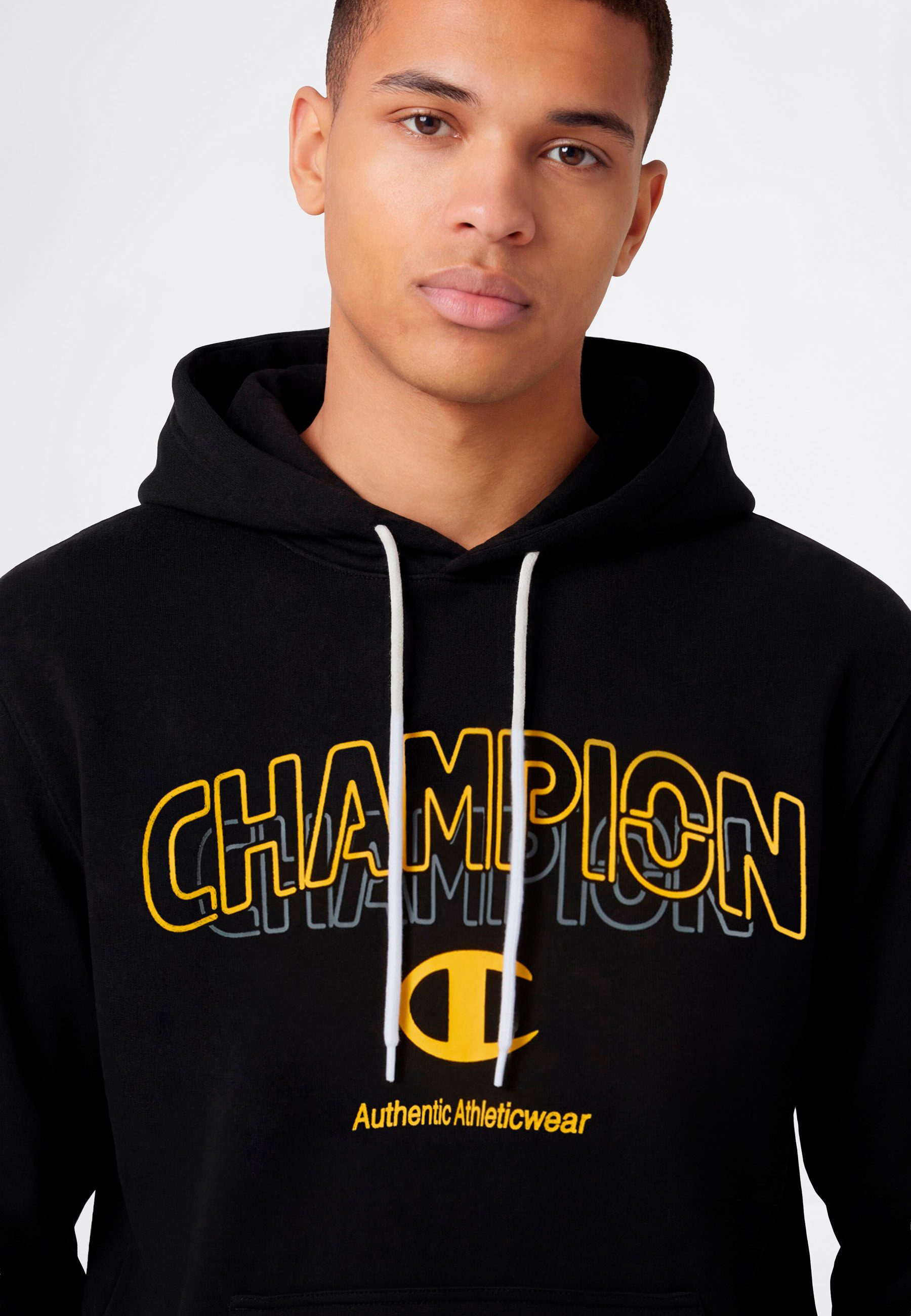 Champion Kapuzensweatshirt Graphic Terry Hoodie sportlicher Stil, für Erwachsene, Rundhalsausschnitt