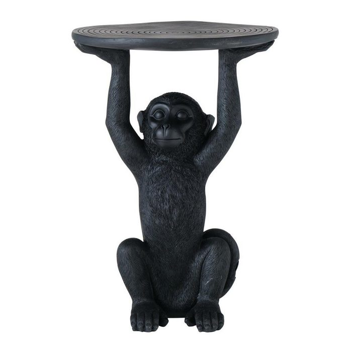 BOLTZE Beistelltisch Monkey Schwarz Matt aus Kunststoff Affenfigur 53 x 35 cm