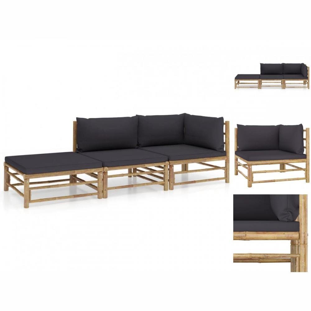 vidaXL GartenEssgruppe 3tlg Garten Lounge Set mit Dunkelgrauen Kissen