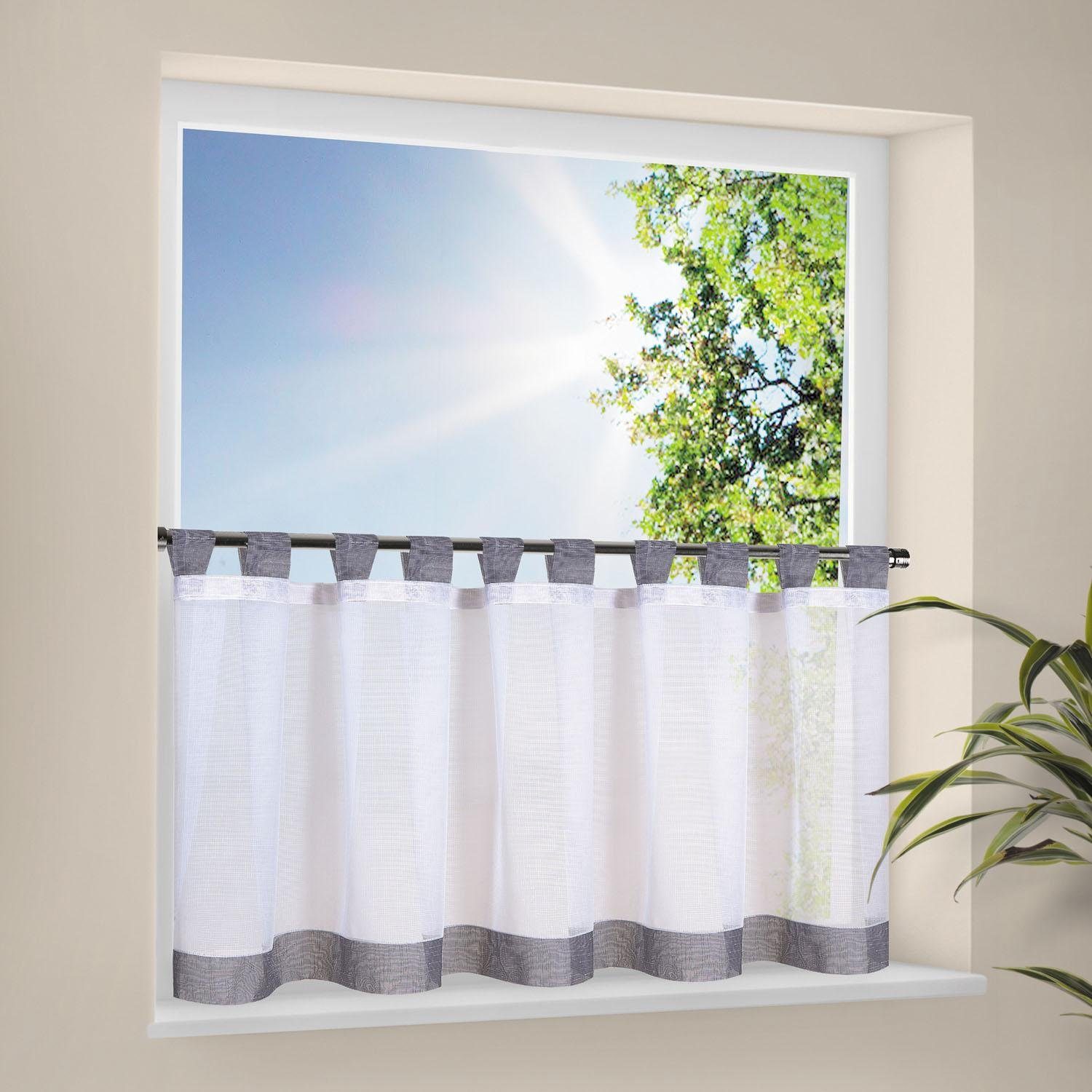 Scheibengardine CARA, Happy Home, Schlaufen (1 St), transparent, HxB: 50x150, Webware "Made in Germany"