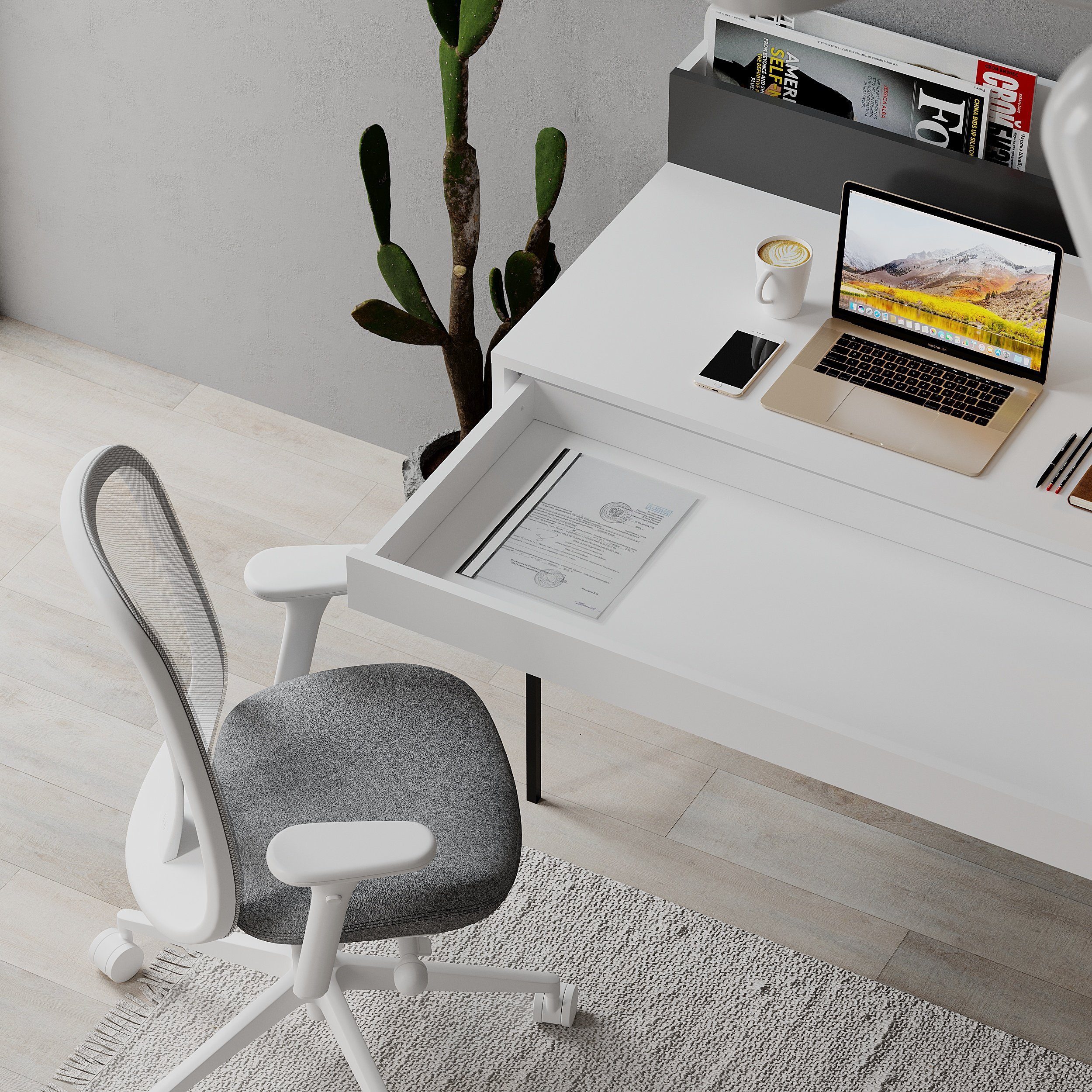 Decortie Arbeitstisch Leila (1 tisch), Moderner Arbeitstisch/Schreibtisch, 110 x 60 x 101 cm