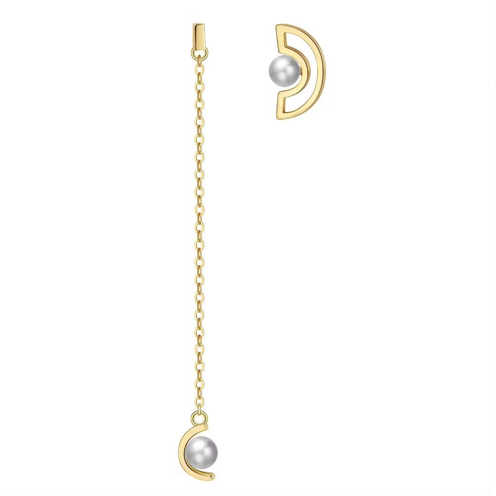 Runde Perlé Perlenohrringe minimalistische Asymmetrische Ohrringe mit Perle günstig online kaufen