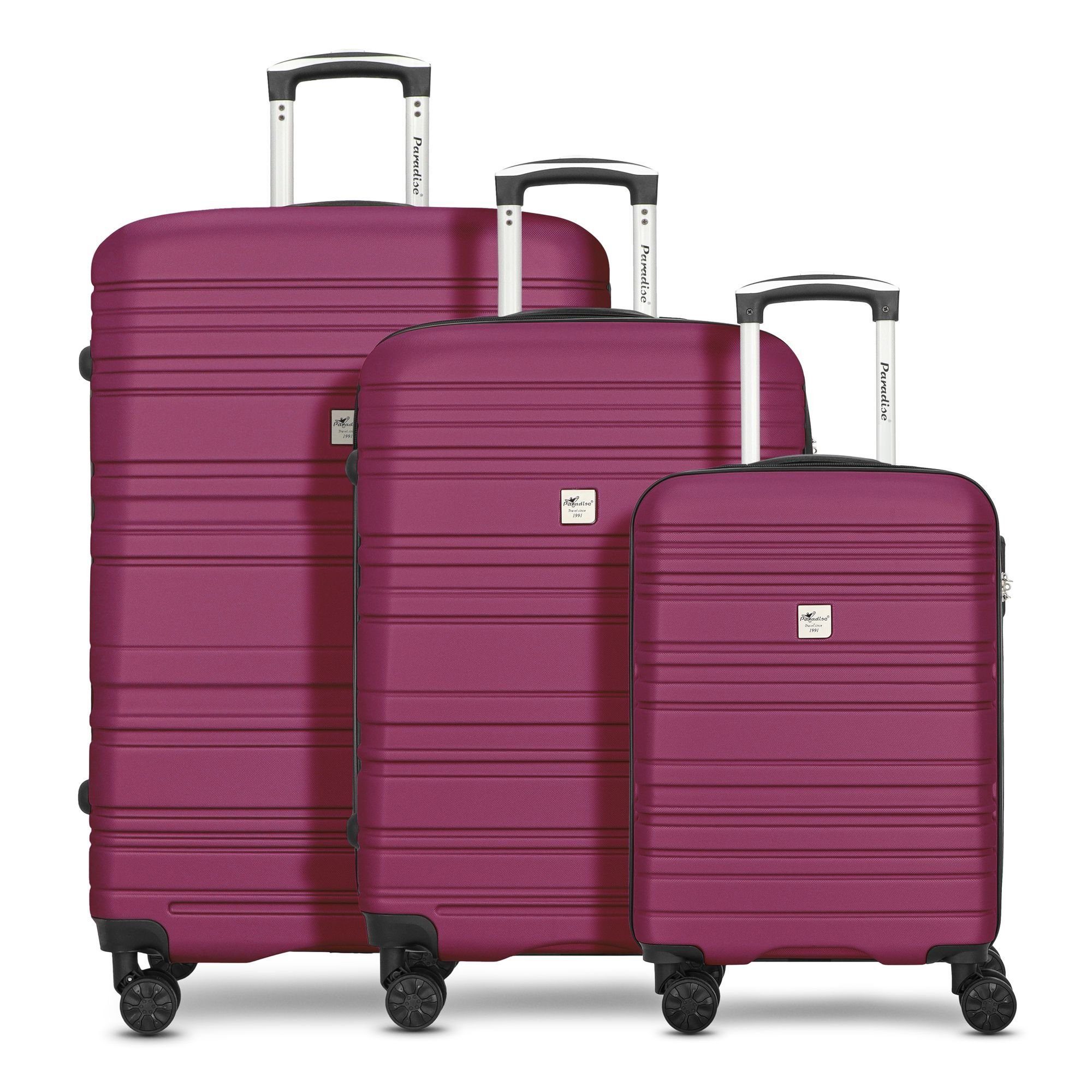 tlg), Trolleyset 4 3 berry Rollen, ABS (3-teilig, CHECK.IN® Paradise,