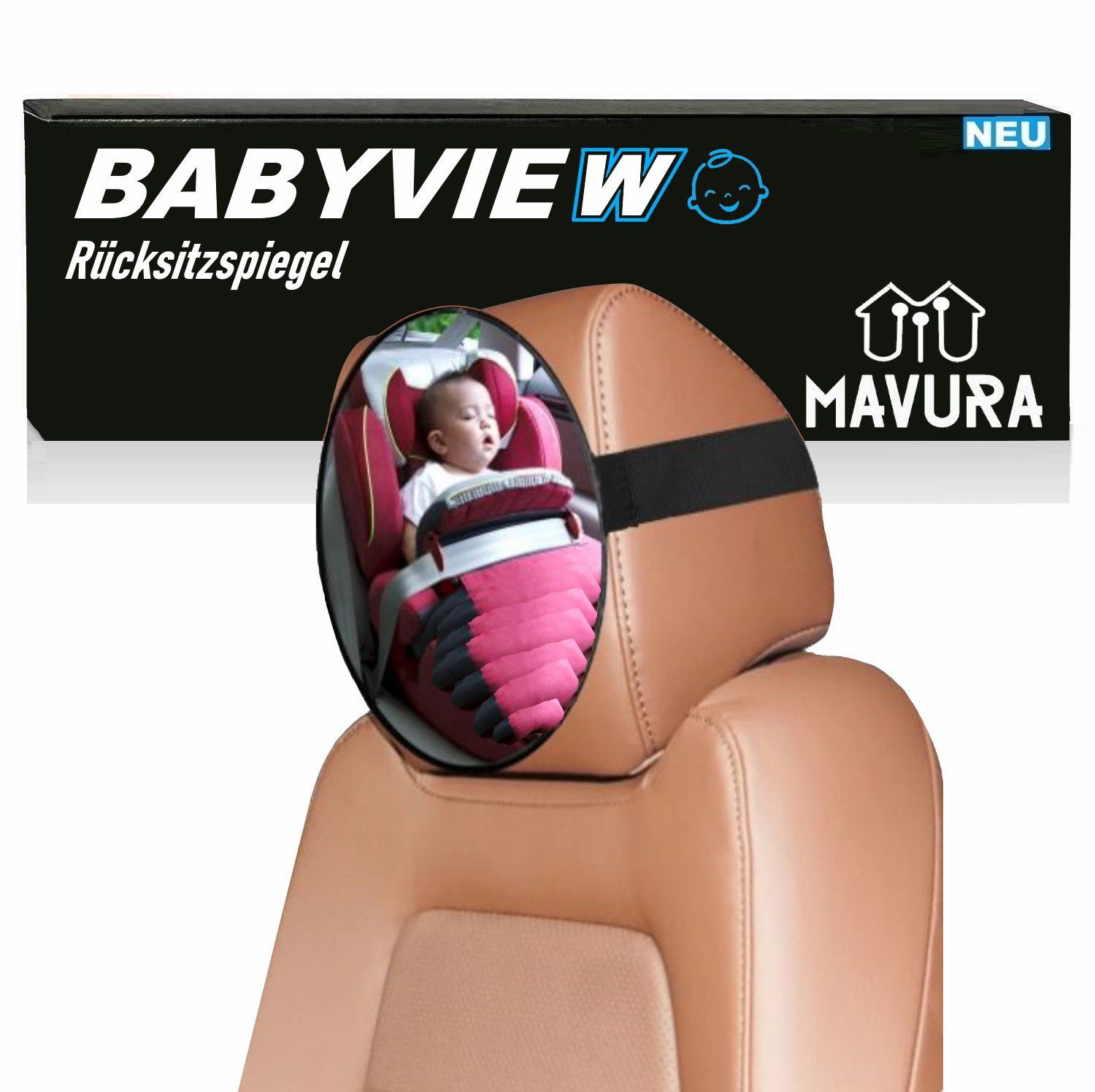 Spiegel BABYVIEW Rücksitzspiegel Baby Auto Spiegel Babyspiegel 360° schwenkbar