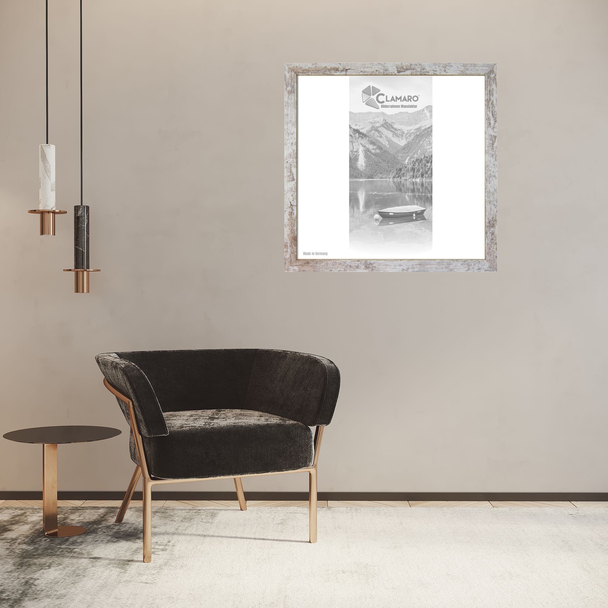 Clamaro Rahmen, Bilderrahmen CLAMARO 'Collage' Quadratisch FSC® Holz MDF Rahmen inkl. Acrylglas, Rückwand und Aufhänger Vintage Weiss