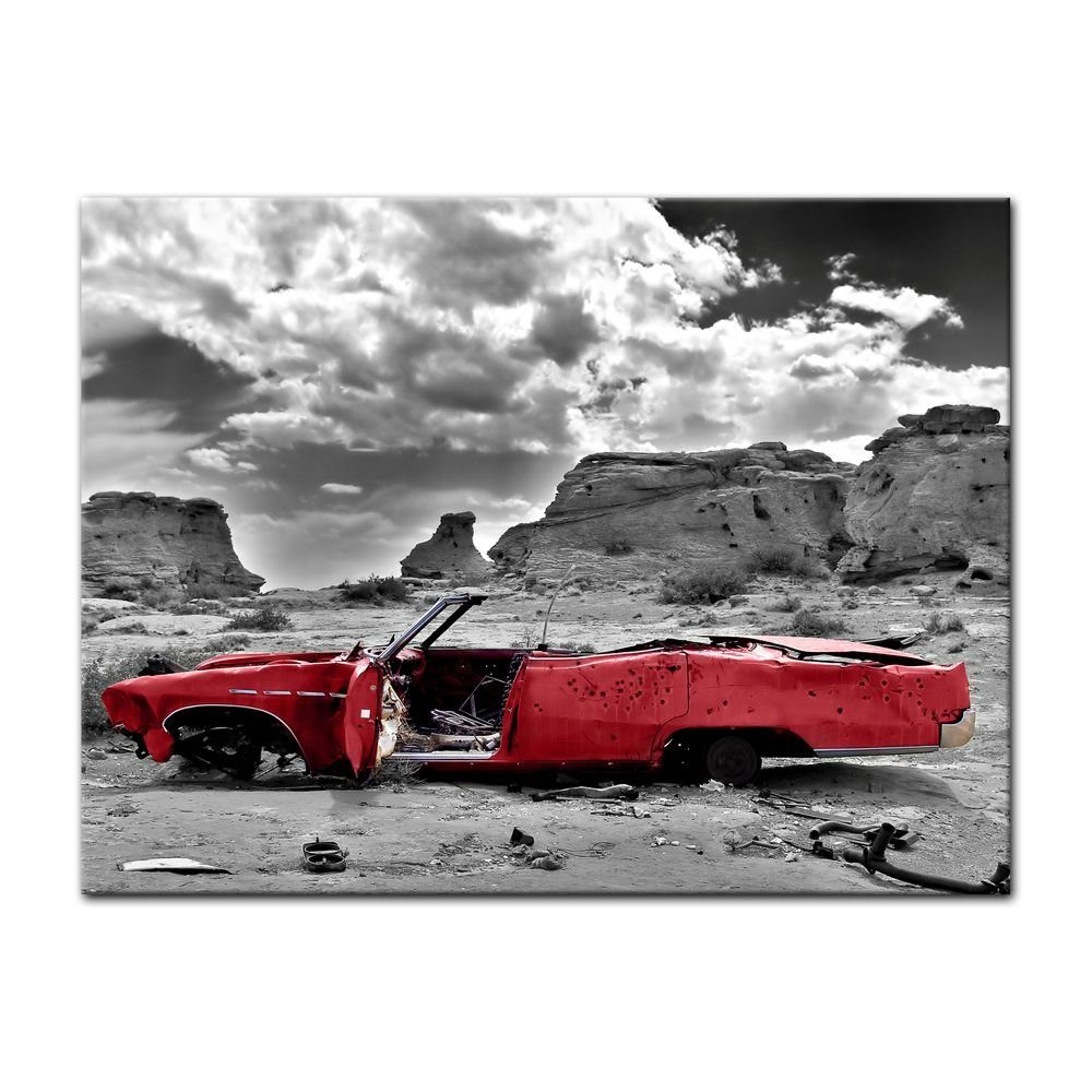 Bilderdepot24 Leinwandbild Cadillac - rot, Fahrzeuge