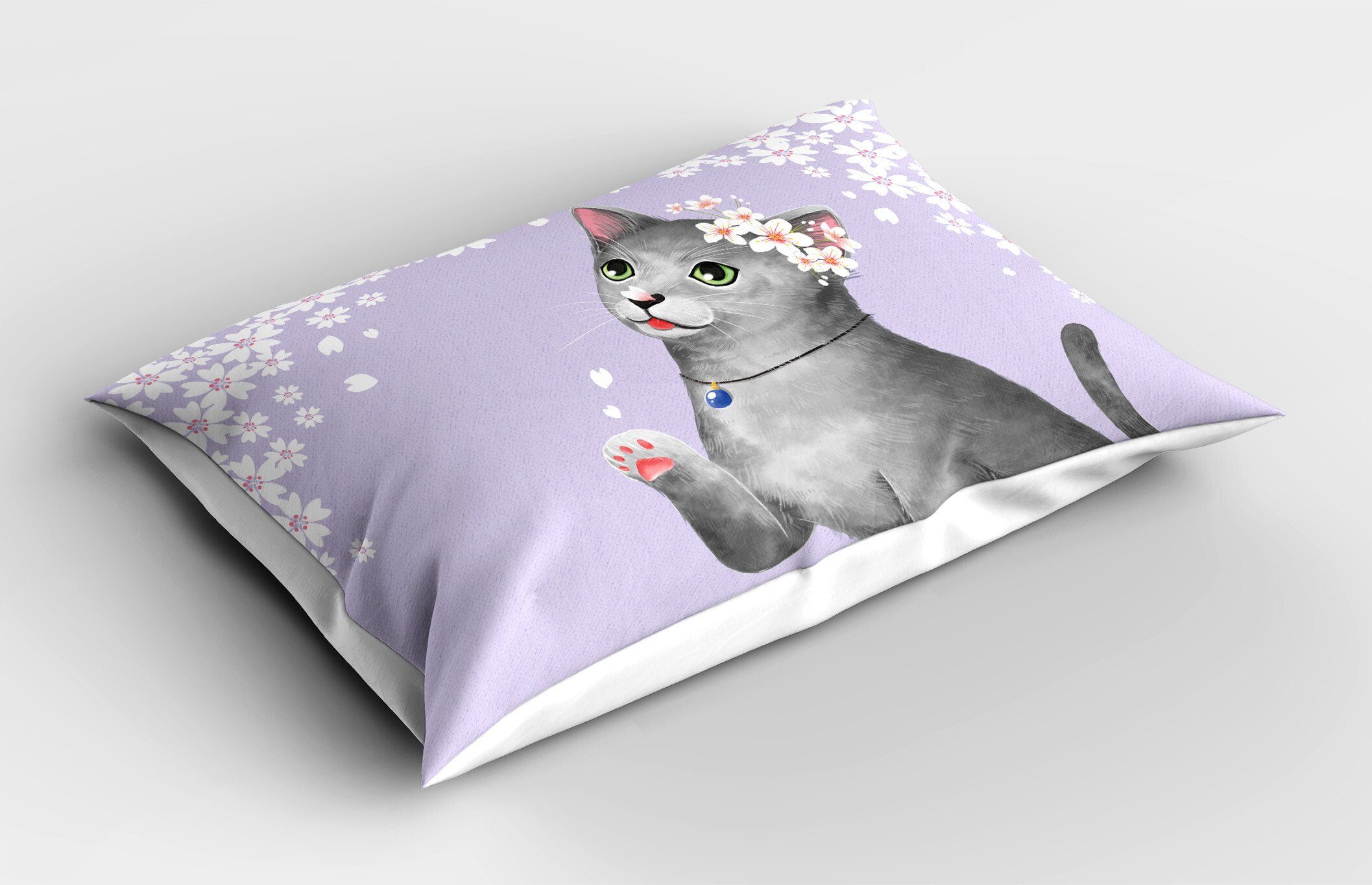 Kissenbezüge Dekorativer Standard Size Gedruckter Kopfkissenbezug, Abakuhaus (1 Stück), Süße Katze Kirschblüten Kätzchen blüht