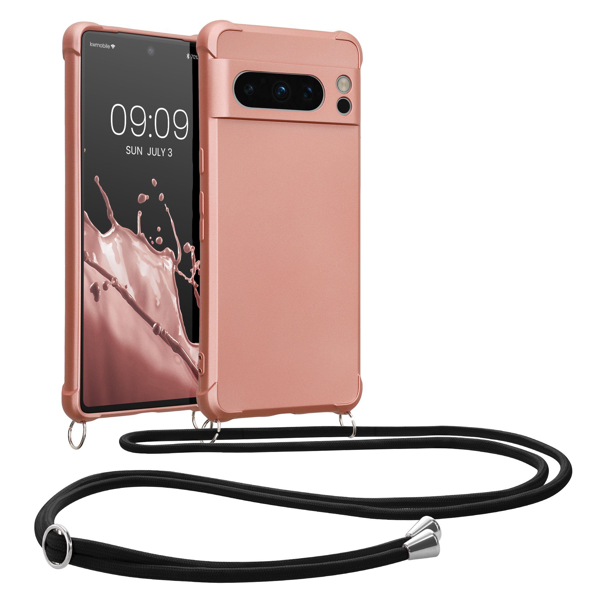 kwmobile Handyhülle Necklace Case für Google Pixel 8 Pro Hülle, Cover mit Kordel zum Umhängen - Silikon Schutzhülle