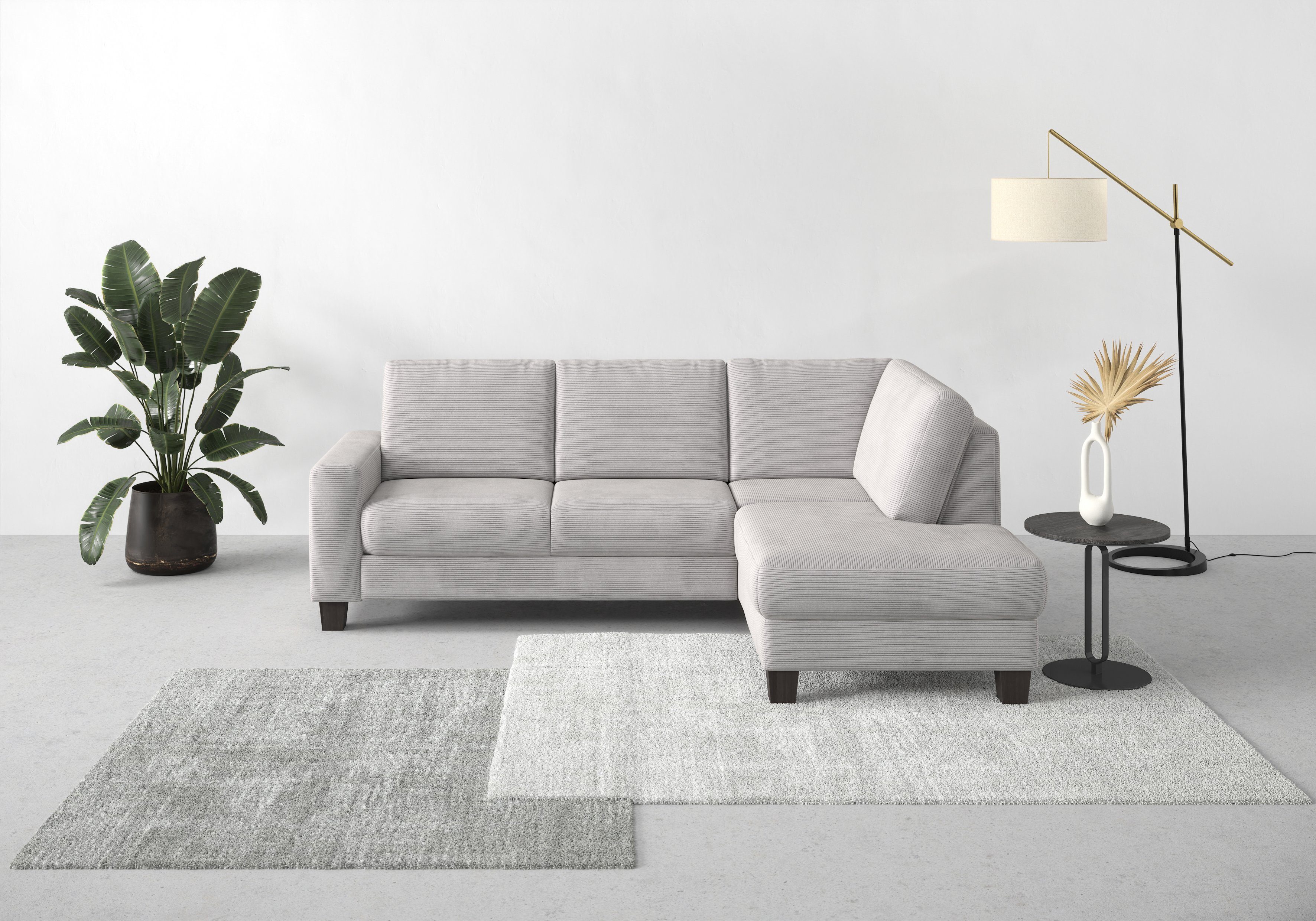 Home affaire Ecksofa Summer, mit Ottomane, mit oder ohne Bettfunktion und  Bettkasten, Cord-Bezug