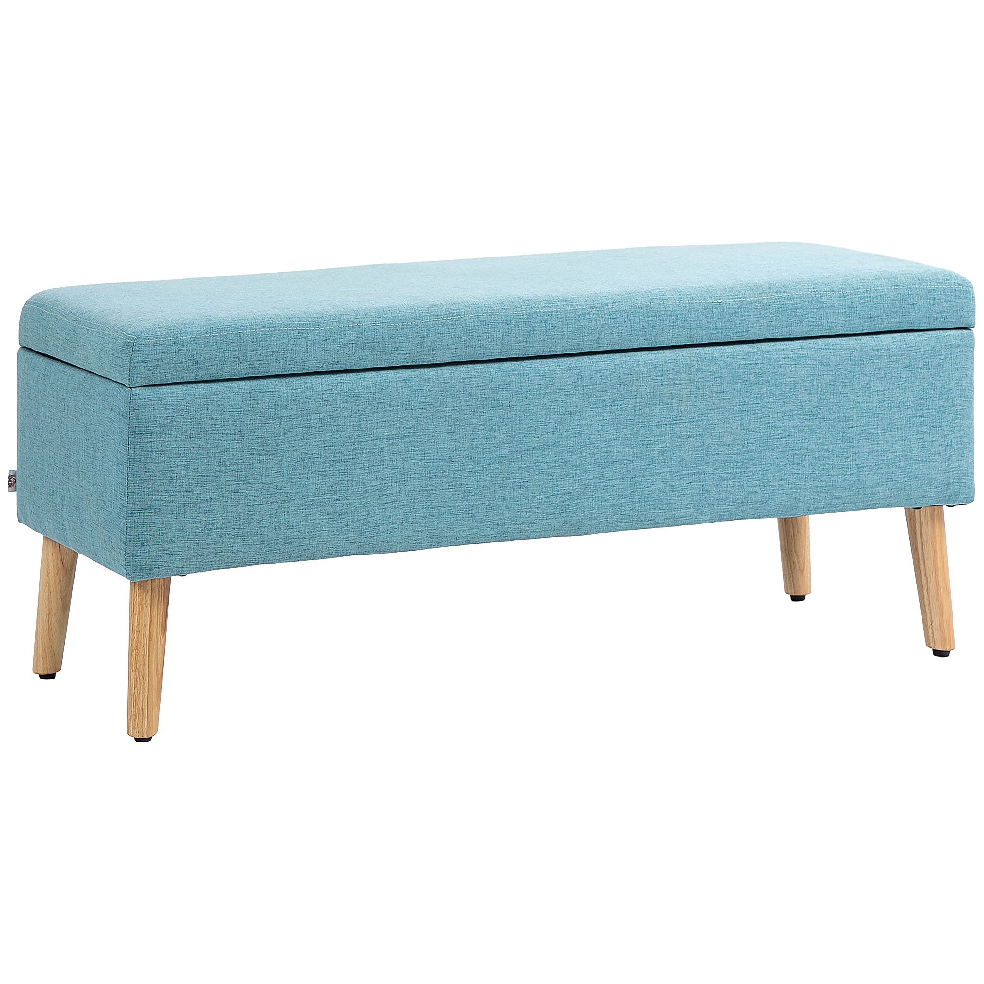 furnicato Polsterbank Sitzbank mit Stauraum 110x39x45cm, Leinenoptik, Blau (1-St)