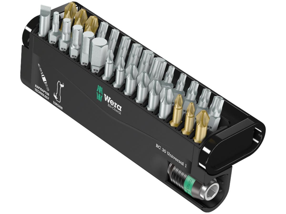 Wera Bit-Set BC Universal/30 Bit-Check, Set, 30-teilig, inkl. Rapidaptor-Halter