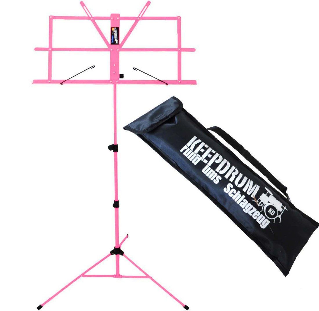 keepdrum Notenpult keepdrum MUS2PK Notenständer Pink Rosa mit Tasche