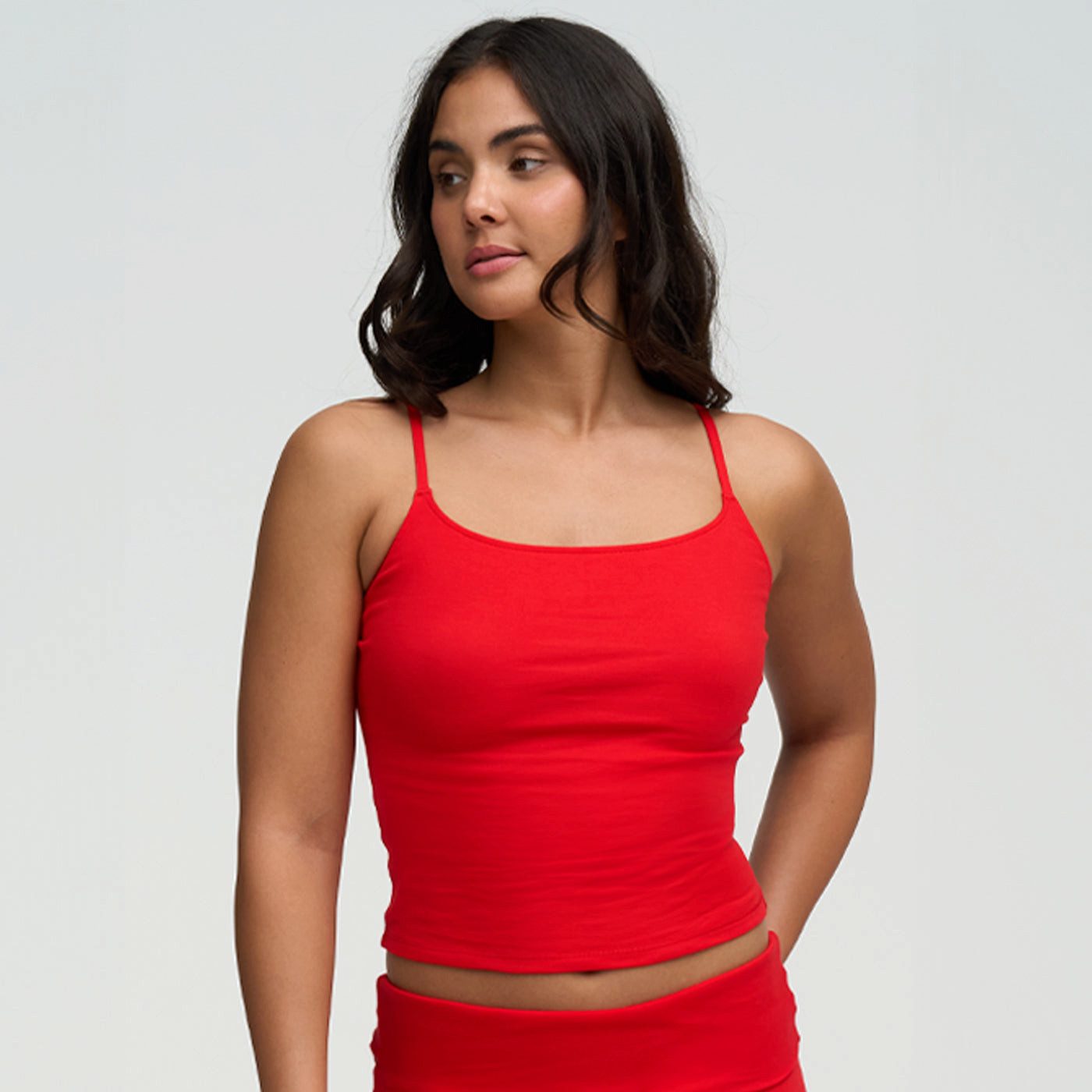 cfab (creamy fabrics) Spaghettitop Cotton Cami-Top-Fire Red-L (1-tlg)