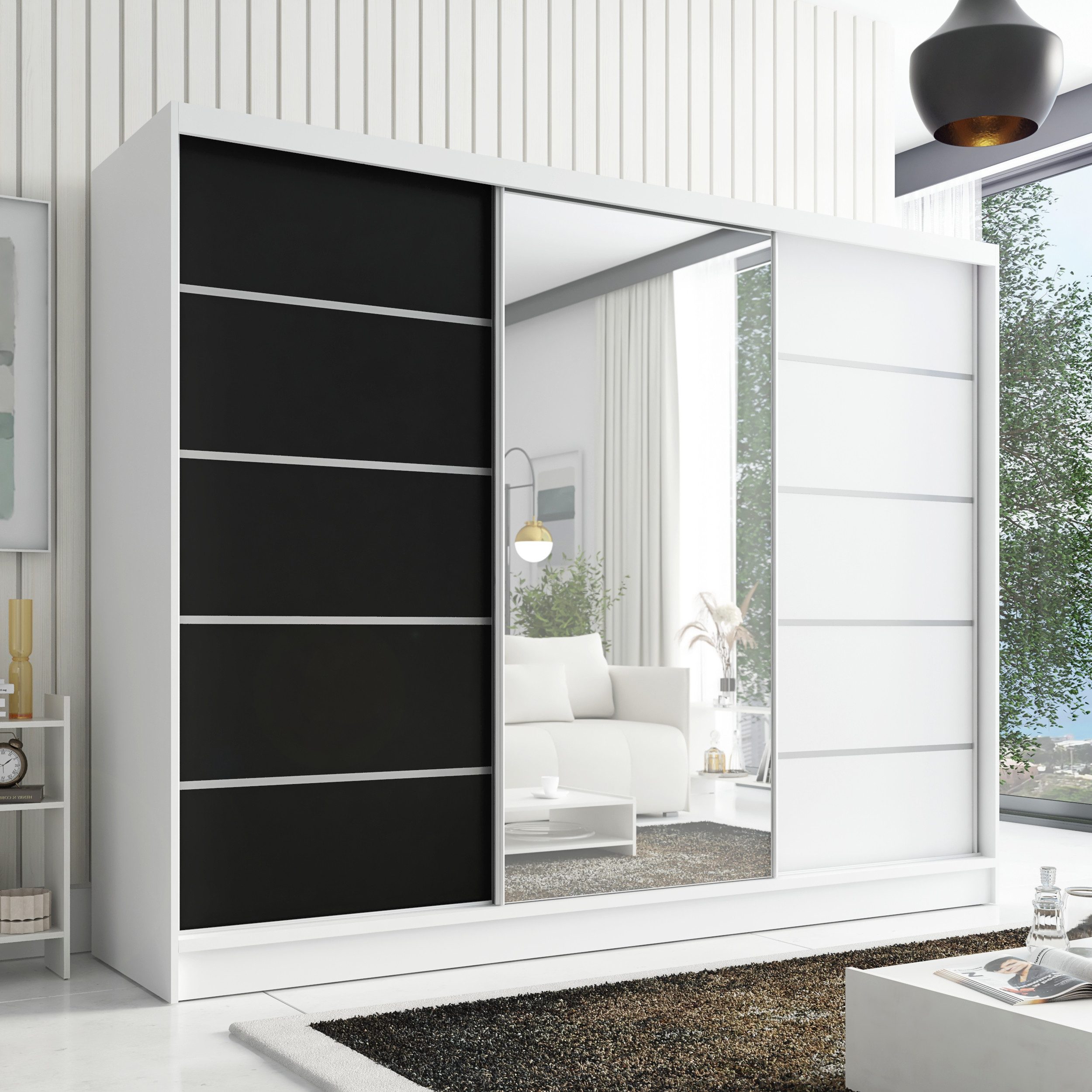 A&J MöbelLand GmbH Schiebetürenschrank AURELIA 1 Moderner 3-türiger Kleiderschrank mit Spiegel (TOP ANGEBOT! Geräumiger Schrank mit einer Breite von 200 cm idea – Bild 2 von 5