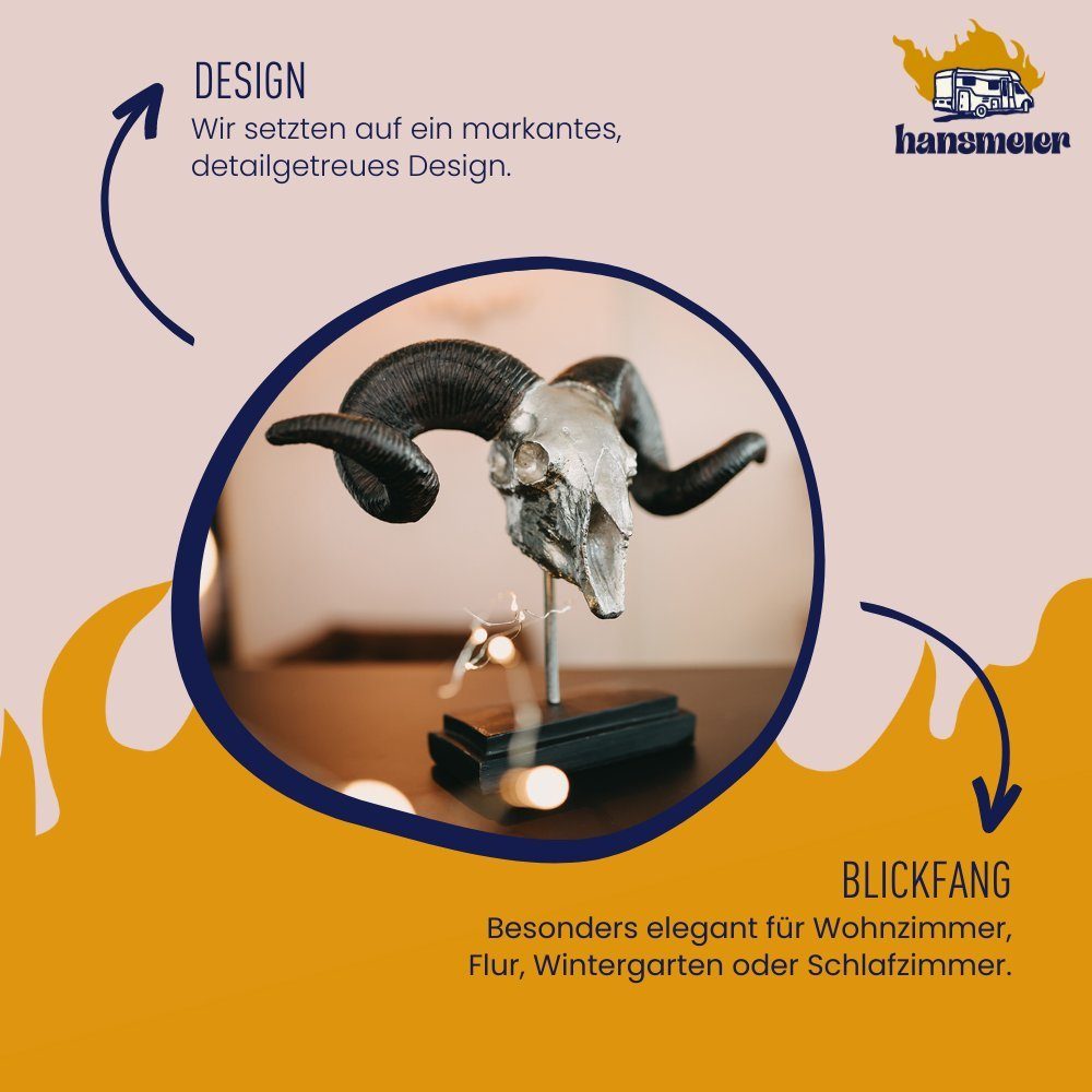 Hansmeier Skulptur Deko Skulptur Widder, Silber & Gold, Für Außen und Innen