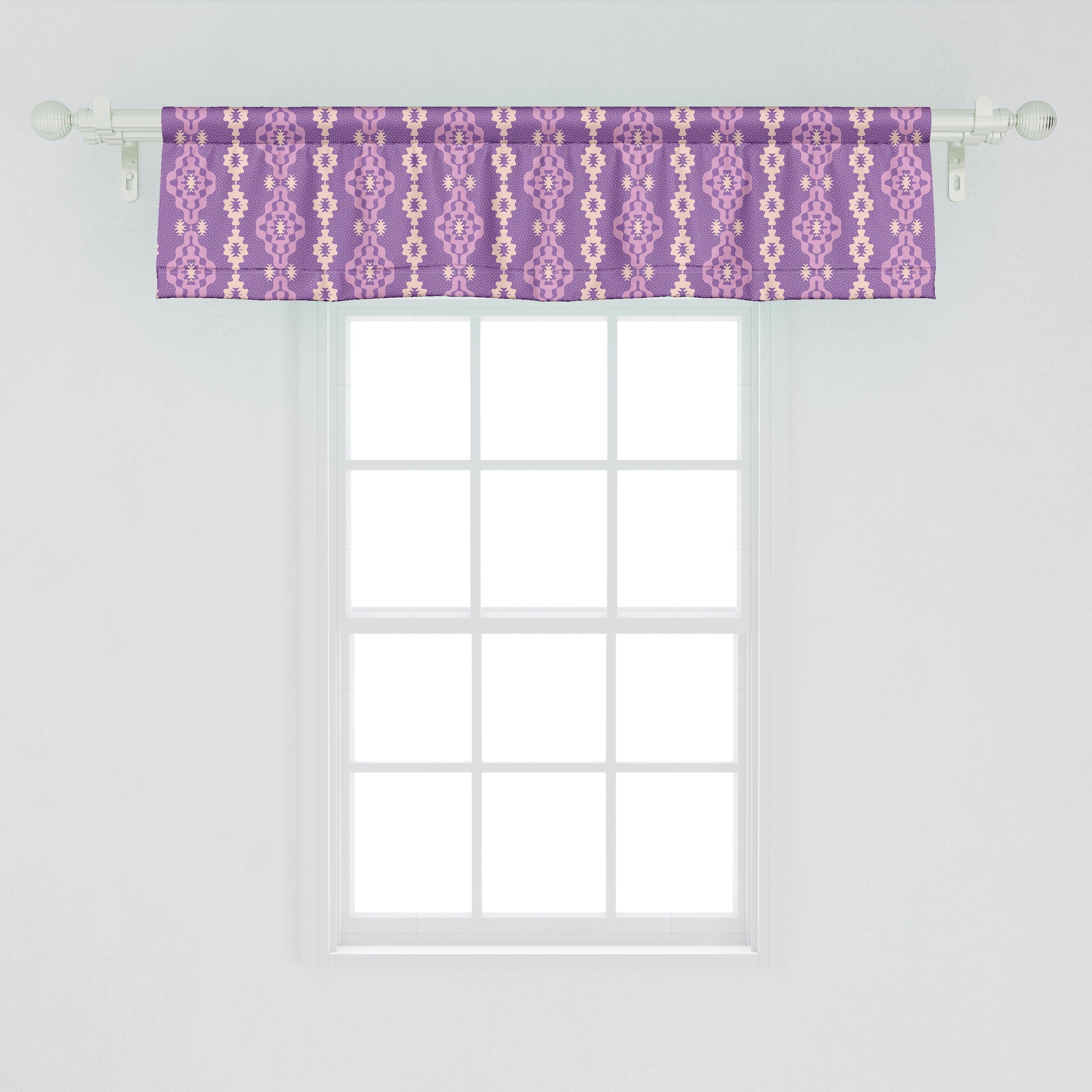 Scheibengardine Vorhang Stangentasche, Microfaser, Retro-Muster Volant Geometrisches für mit Küche Dekor Abakuhaus, Schlafzimmer Lila