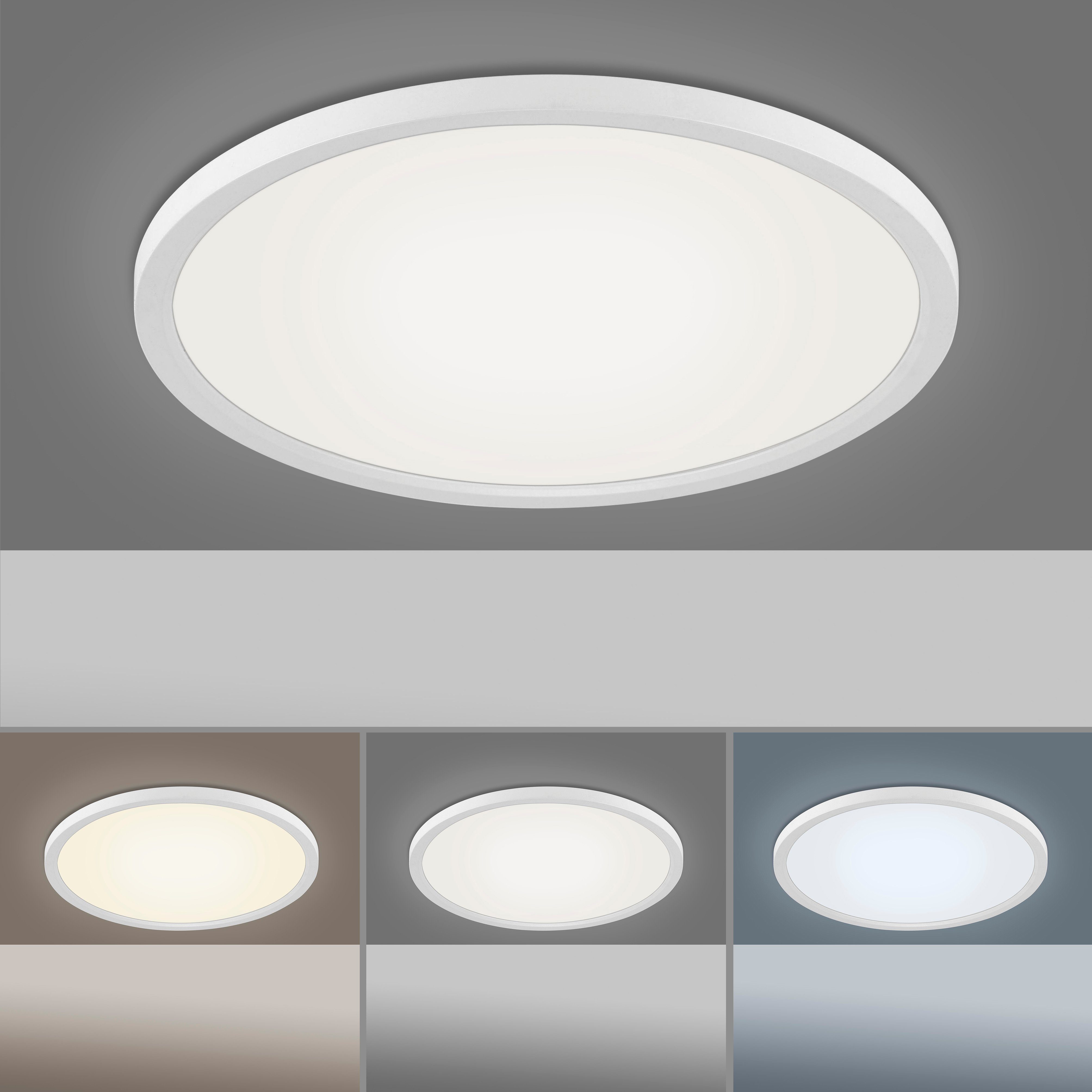 Leuchten Direkt LED Deckenleuchte nach - FLAT, Memory, Fernbedienung dimmbar über kaltweiß, vom warmweiß LED integriert, Netz, Dimmfunktion, fest Trennung