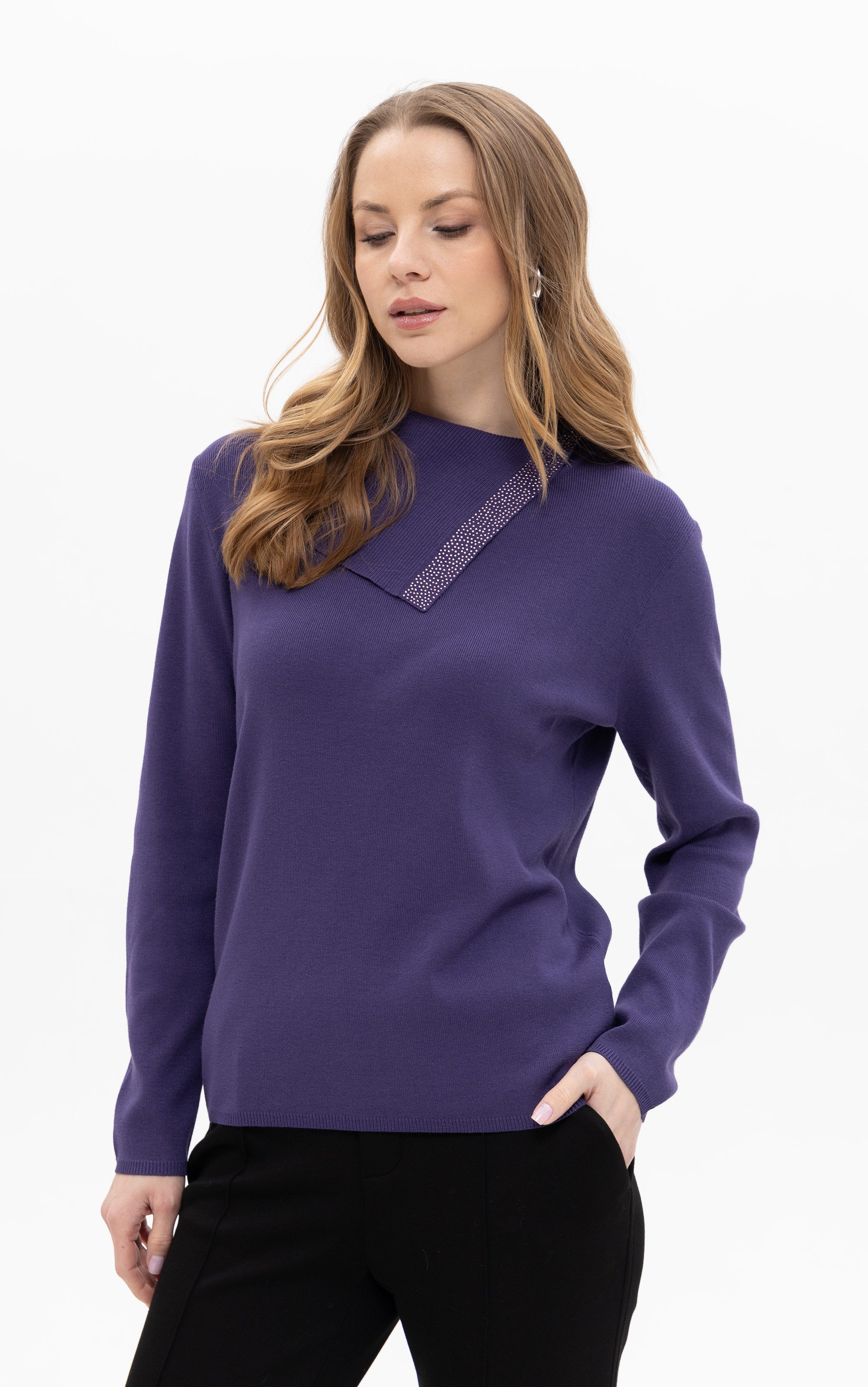 Passioni Strickpullover mit Umschlagkragen günstig online kaufen