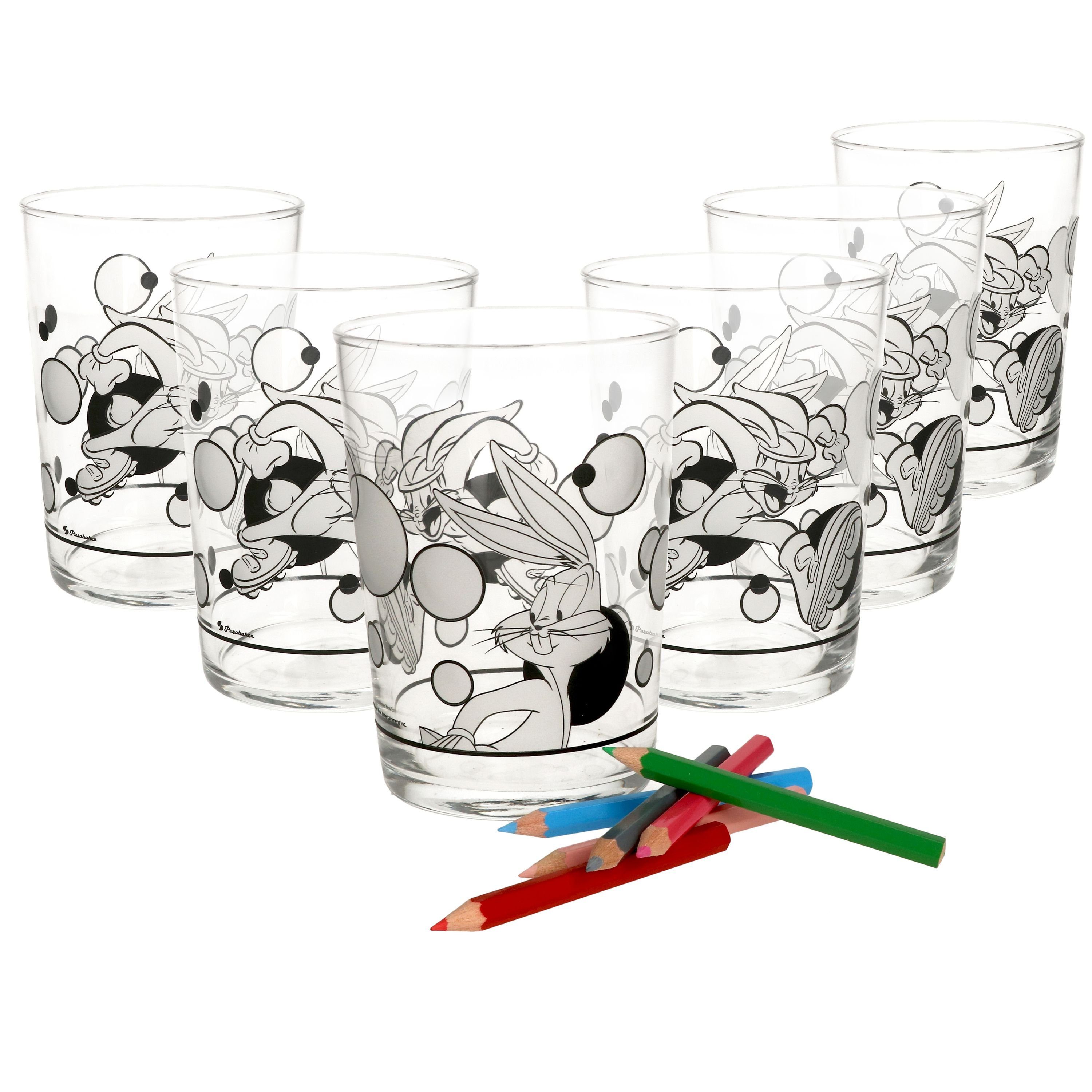 MamboCat Glas 6er Set Bugs Bunny Glas zum Anmalen 350ml - 0168440, Glas