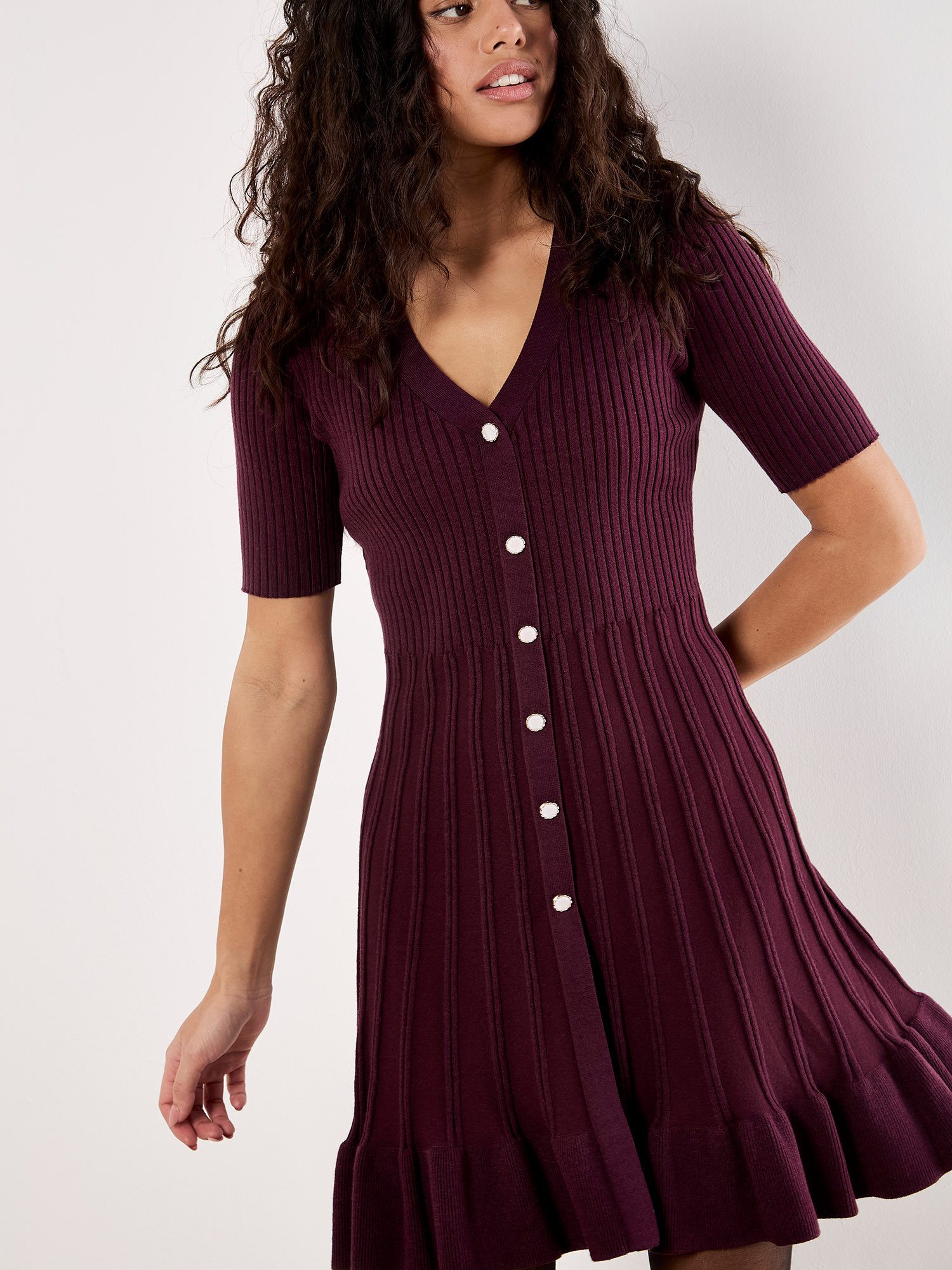 Apricot Strickkleid Minikleid, in Rippstrick günstig online kaufen
