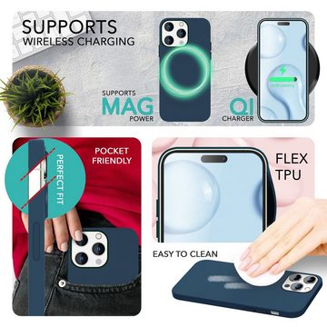 Nalia Smartphone-Hülle Apple iPhone 14 Pro Max, Liquid Silikon Hülle / MagSafe Funktion / 2x Schutzglas / Anti-Schmutz