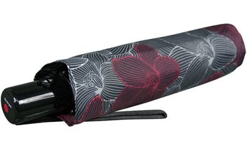 Knirps® Taschenregenschirm leichter, kompakter Schirm mit Auf-Zu-Automatik, schönes Design für Damen - Blüten-Muster Stellar