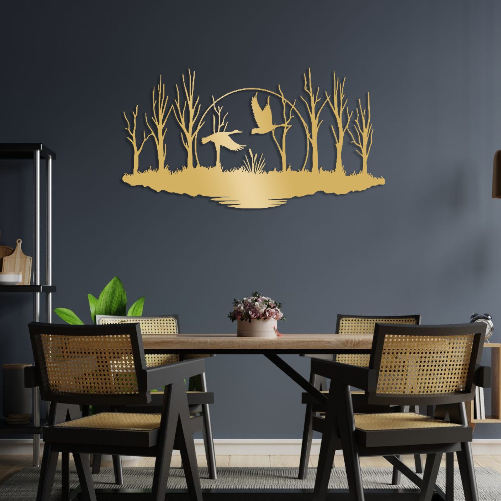 Jumpeak Wanddekoobjekt Raubvögel Metall Wanddekoration,Wald Wanddekoration,Metall Mond,Natur (Wanddeko Vögel,Wanddekoobjekt Pflanzen,Zimmer Deko Aesthetic), Metall,4 Farben,4 Maße,Wanddekoration Metall Baum,Wald See Landschaft