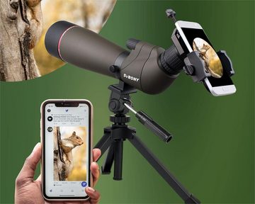 SVBONY SV13 Spektiv 20-60x80, Tischstativ, Smartphone Adapter, HD Wasserdicht Spektiv (Porro Prisma Abgewinkelt Spektiv Spotting Scope für Vogelbeobachtung)