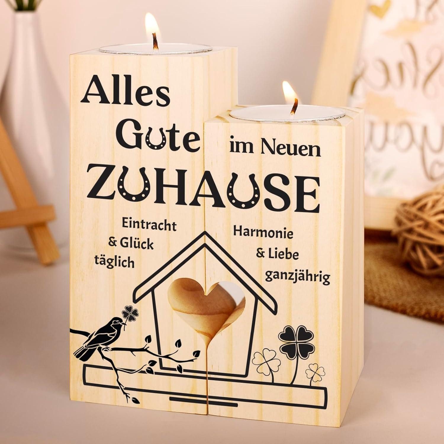 Kerzenständer Geschenk Einzug ins Haus Kerzenständer Holz Einweihungsgeschenk Neu