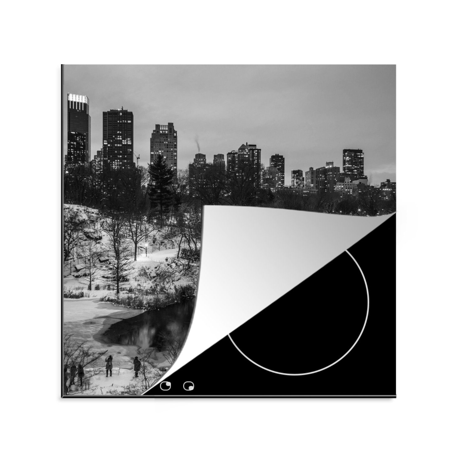 Begrenztes Erscheinungsbild MuchoWow Herdblende-/Abdeckplatte Winter im Central schwarz York Vinyl, küche - cm, und 78x78 Arbeitsplatte (1 Ceranfeldabdeckung, weiß, tlg), für New Park