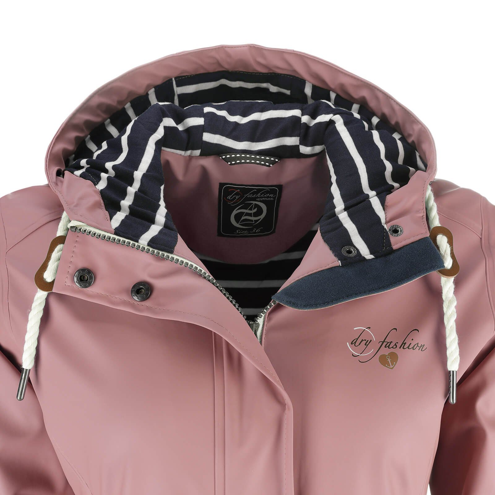 Dry Fashion Regenjacke Kiel Damen Regenmantel - Outdoor-Jacke Parka Wasserdicht & Winddicht Verschweißte Nähte, Kapuze verstellbar, abgedeckter Reißverschluss
