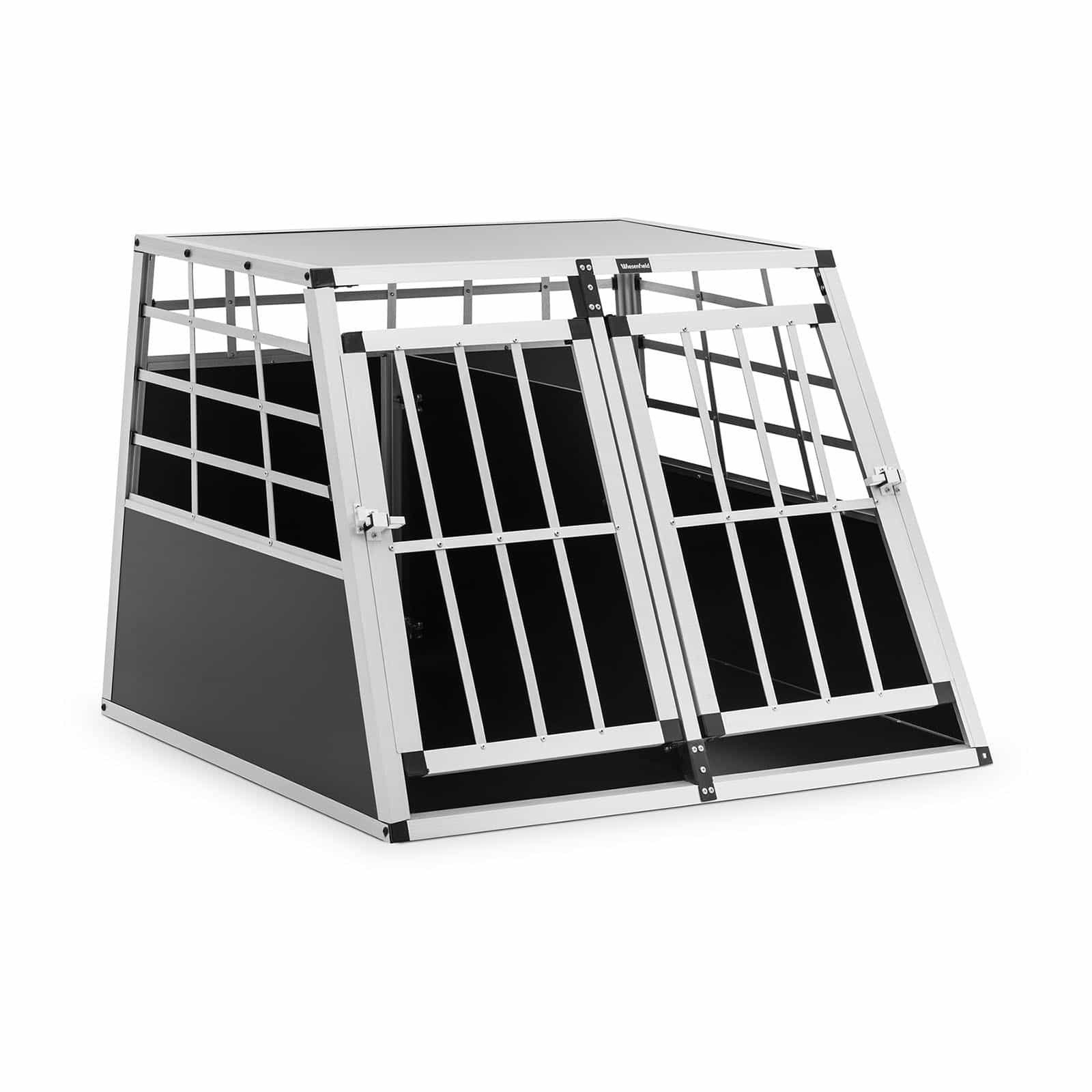 Wiesenfield Tiertransportbox Hundetransportbox Auto Hundebox Aluminium  Trapezform 95 x 85 x 70 cm